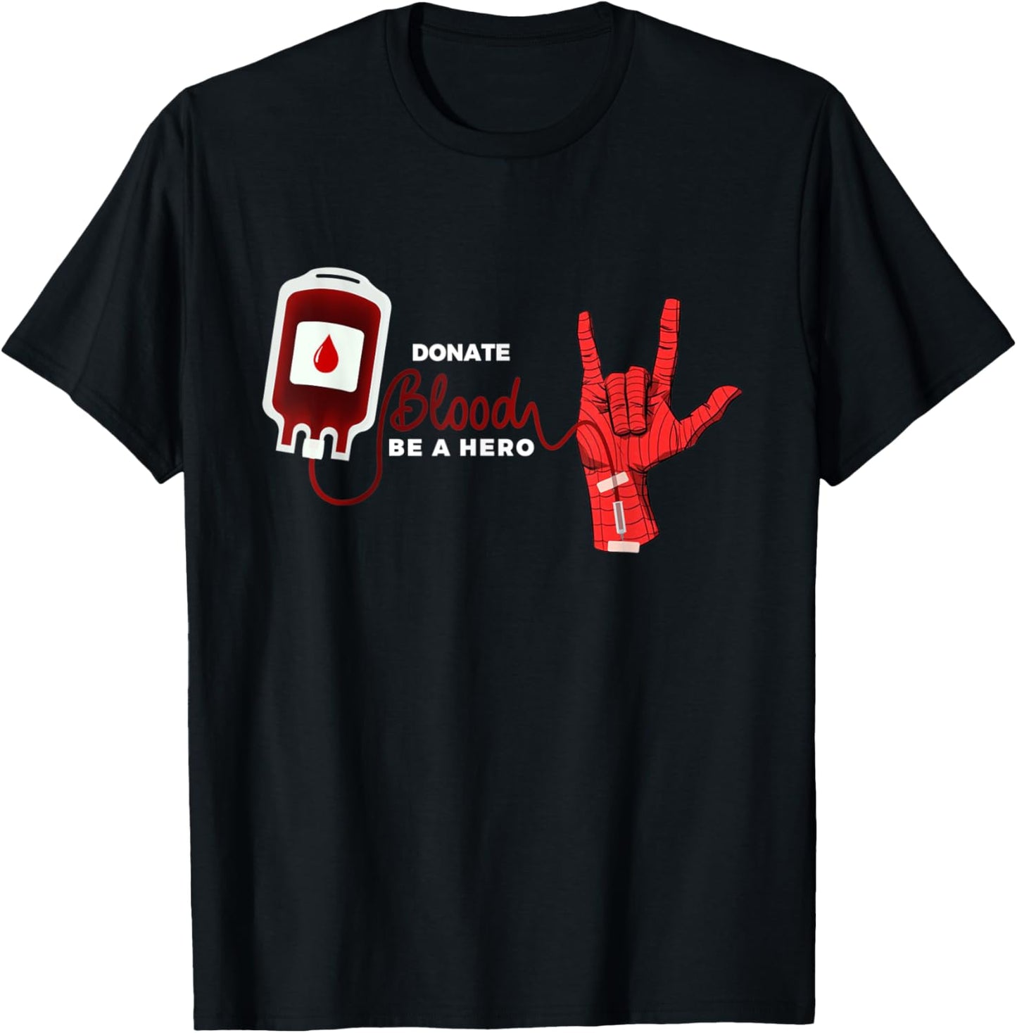 Funny Donate Blood Be A Hero Blood Donor Superhero T-Shirt - T-Shirt | Black