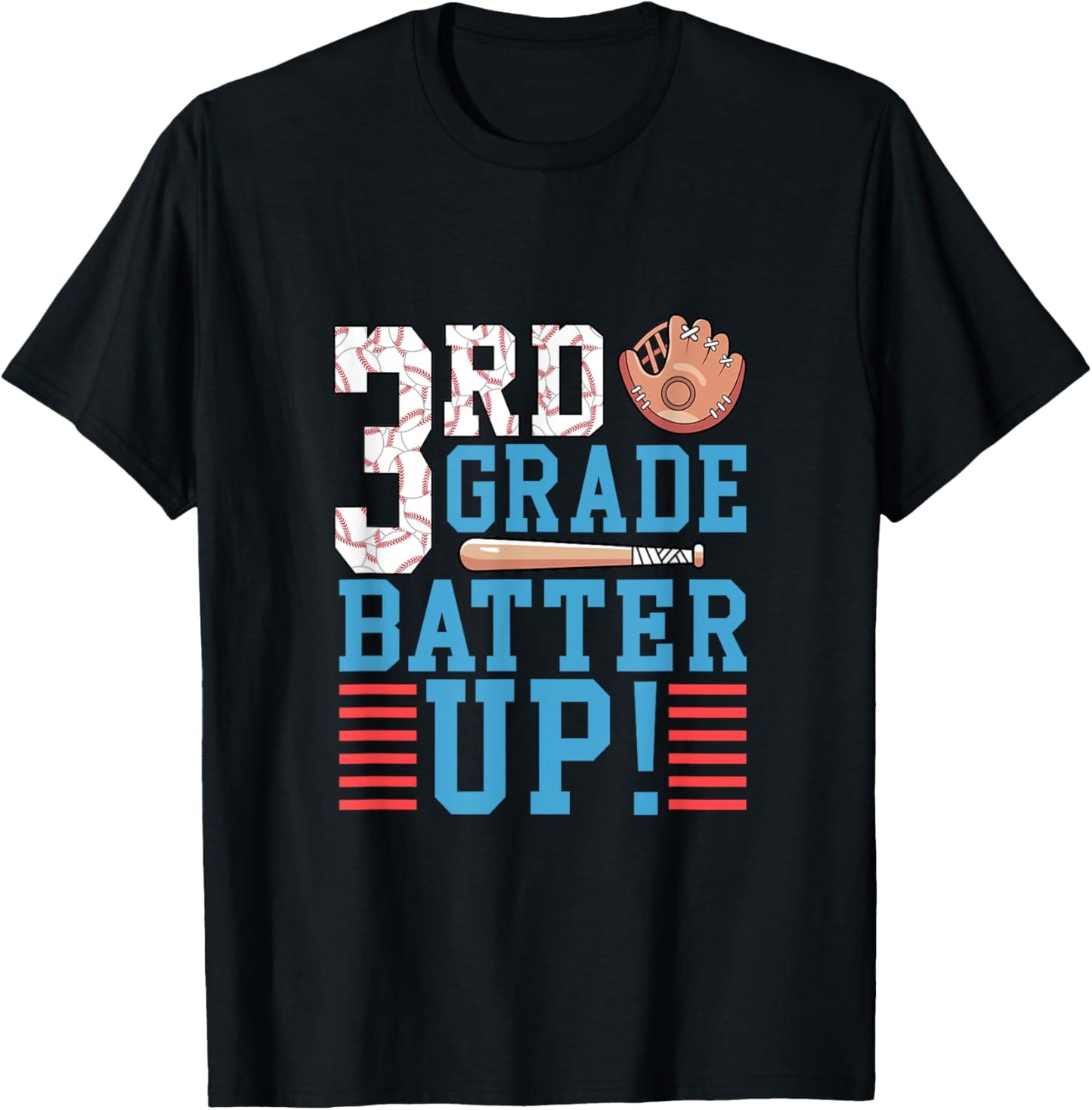 3rd Grade Back To School Shirt 3rd Grade Batter Up Baseball T-Shirt - T-Shirt | Black