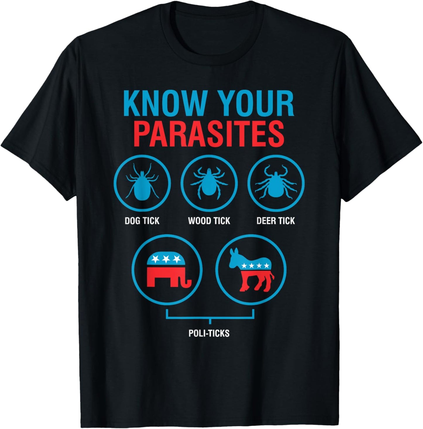 Know Your Parasites Patriotic American Funny T-Shirt - T-Shirt | Black