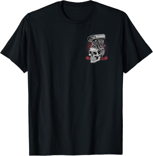 Skeleton Motor Head Speed Shop Hot Rod Mechanic Car Lover T-Shirt - T-Shirt | Black