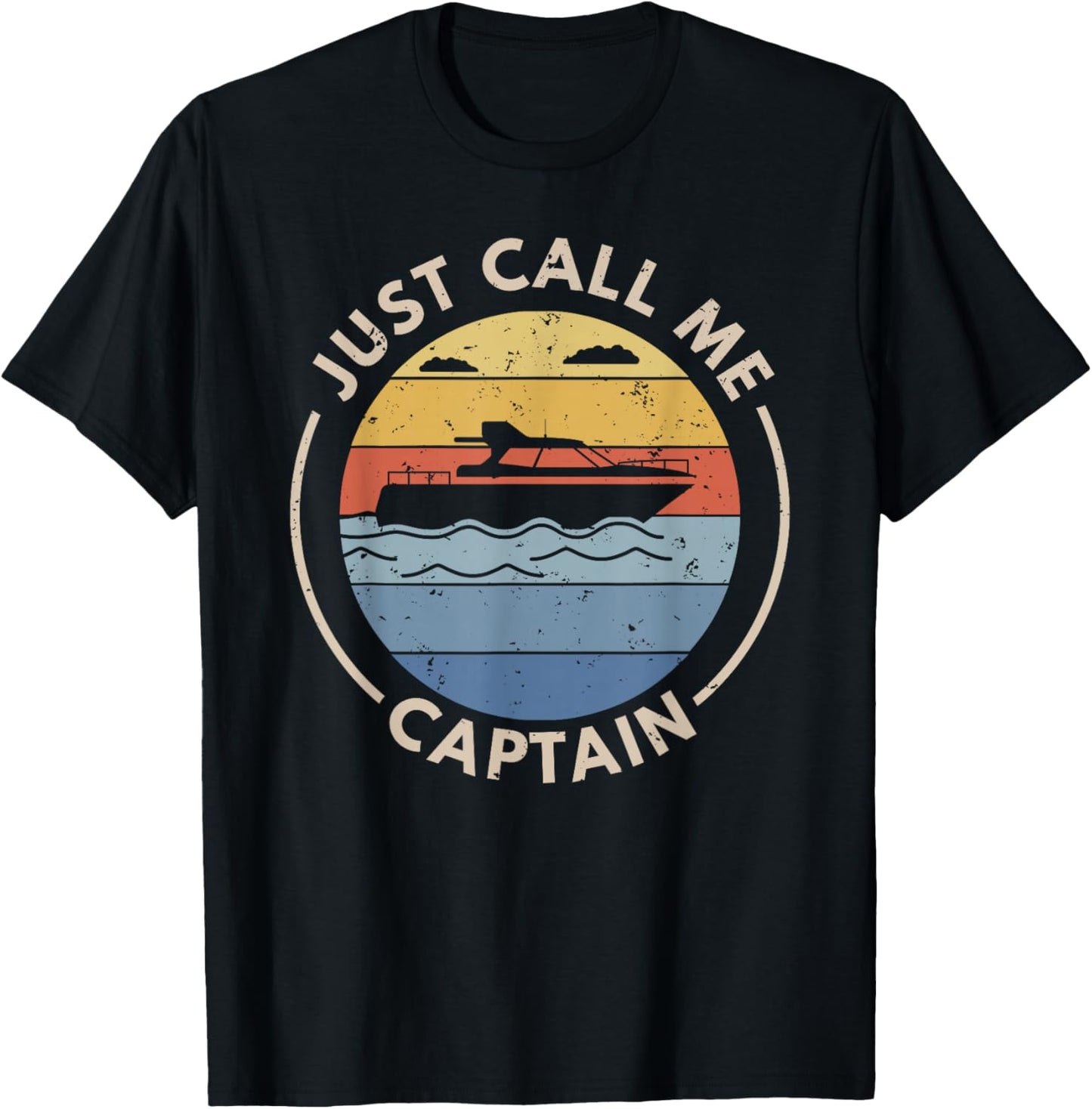 Retro Vintage Boat Just Call Me Captain T-Shirt - T-Shirt | Black