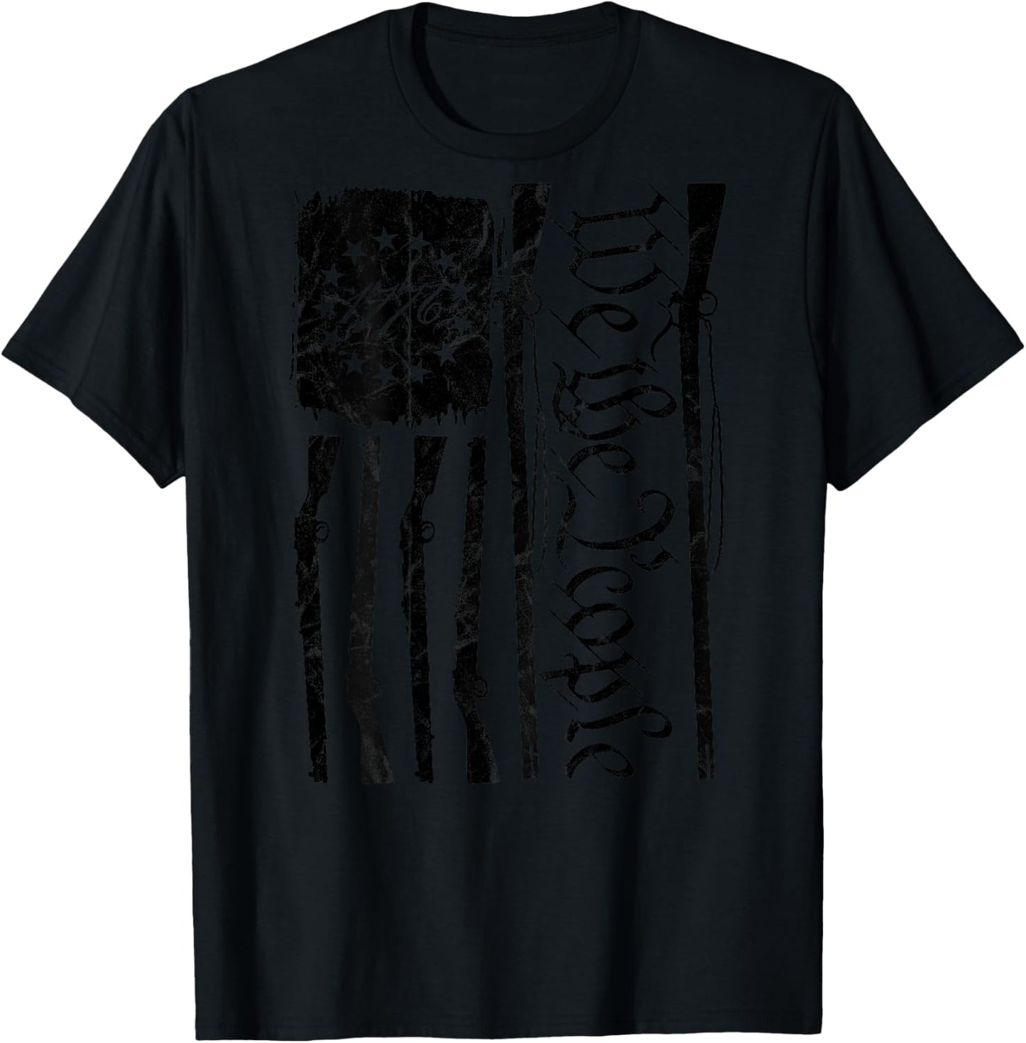 We The People Gun Rights American Flag 4th of July On Back T-Shirt - T-Shirt | Black