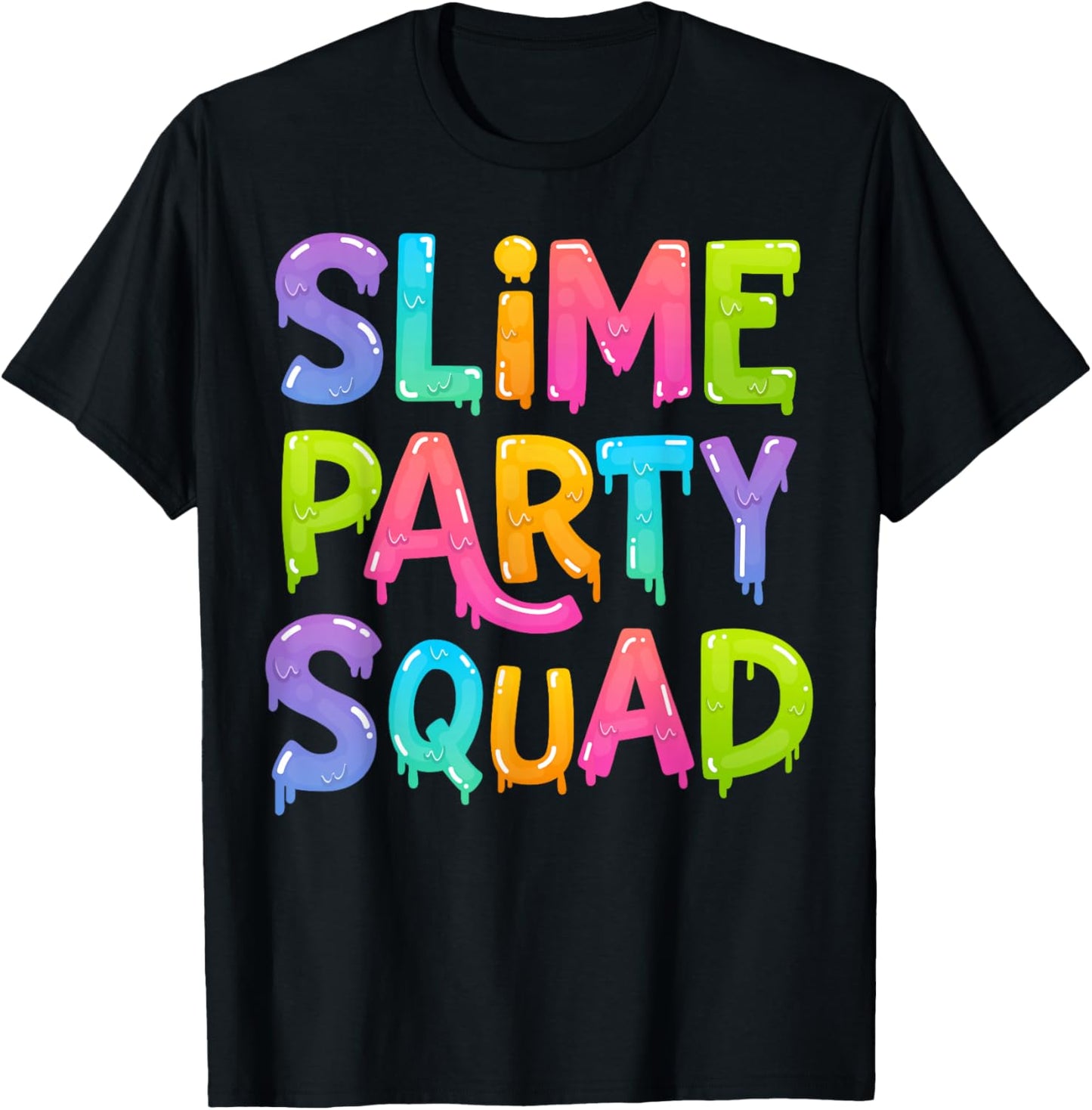 Slime Party Squad Funny Kids Boys Girls Birthday Matching T-Shirt - T-Shirt | Black