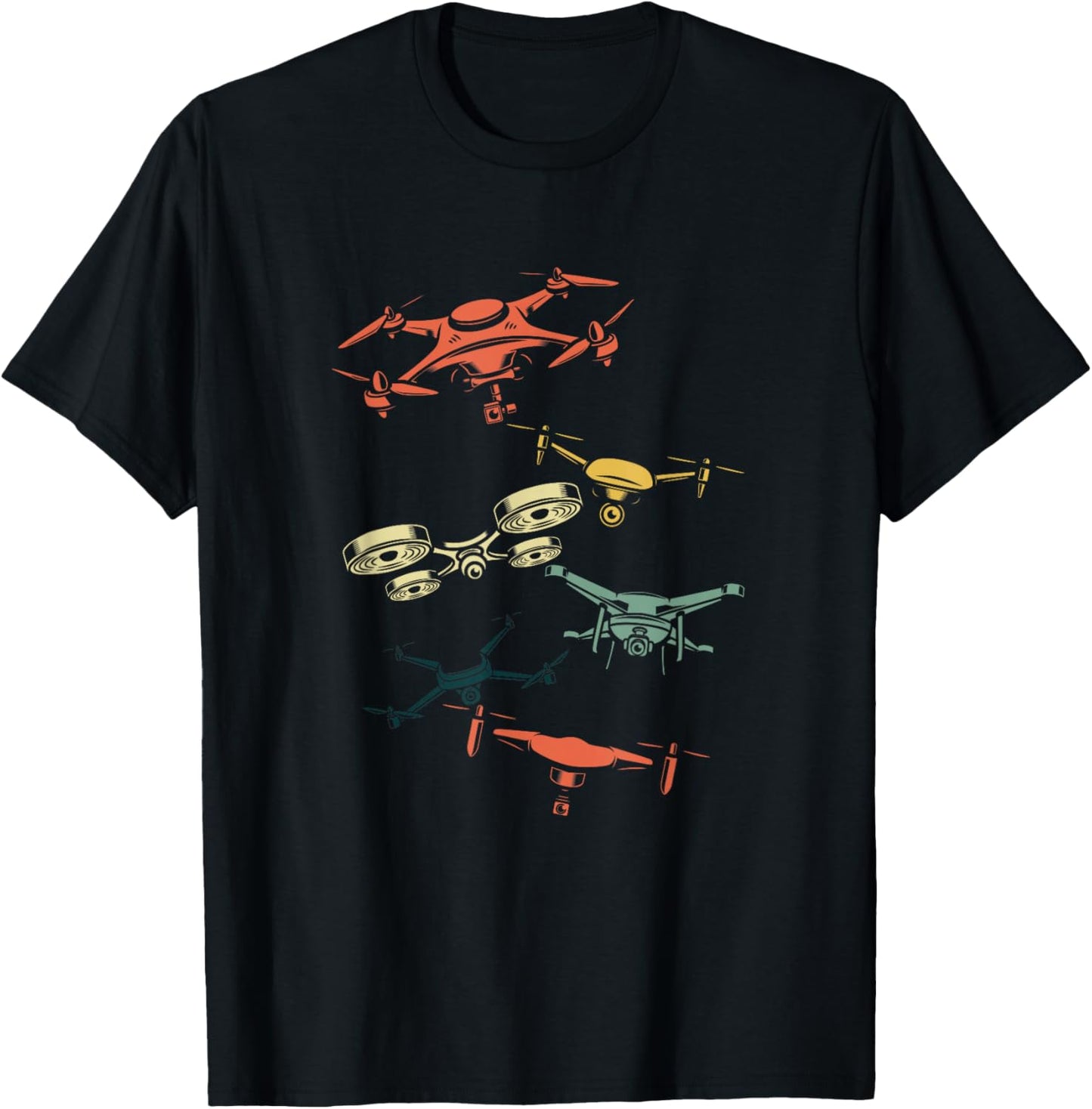 Retro Drone Pilot Vintage FPV Quadcopter Multicopter Flying T-Shirt - T-Shirt | Black