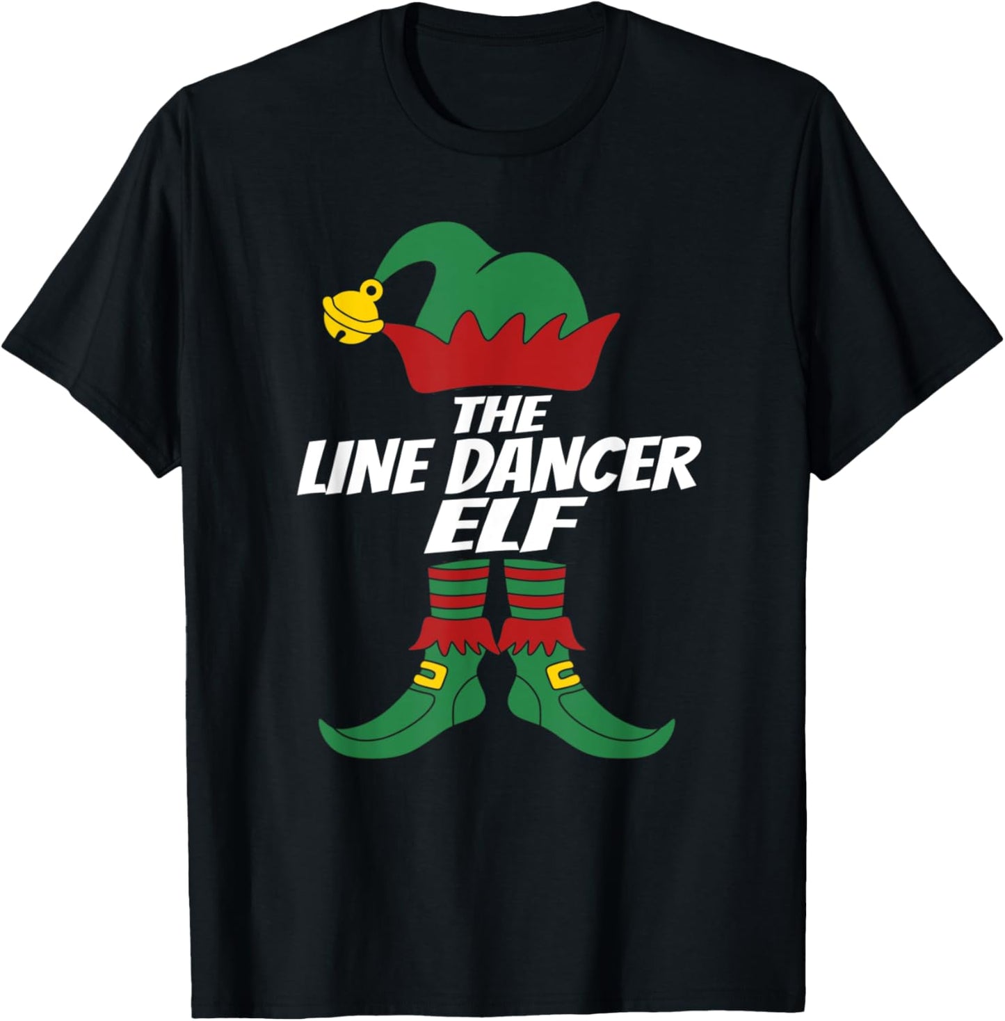 "The Line Dance Elf" Christmas Design Christmas Linedancer T-Shirt - T-Shirt | Black