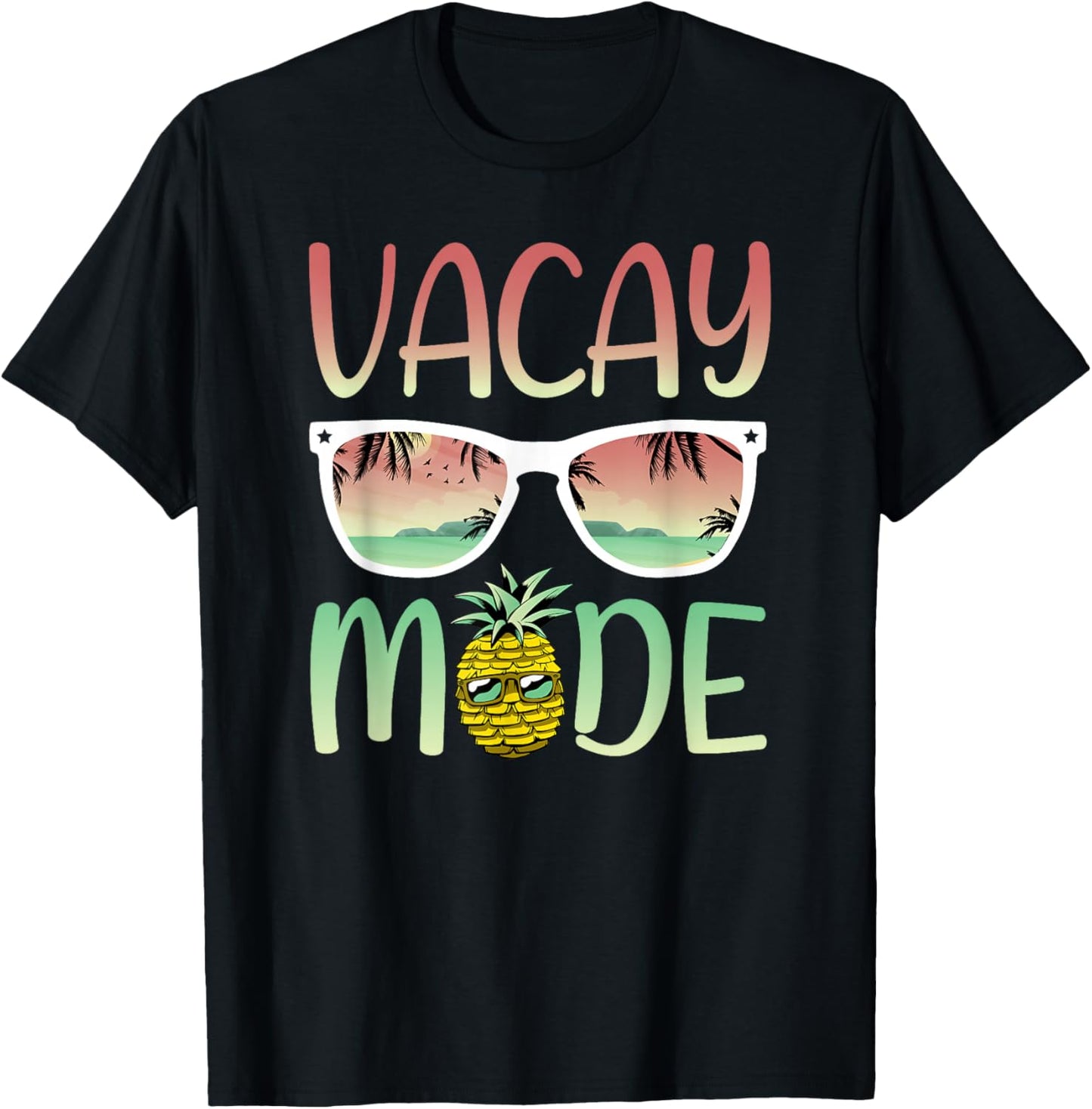 Vacay Mode | Funny Ananas with Sunglasses in Vacay Mode Small T-Shirt - T-Shirt | Black