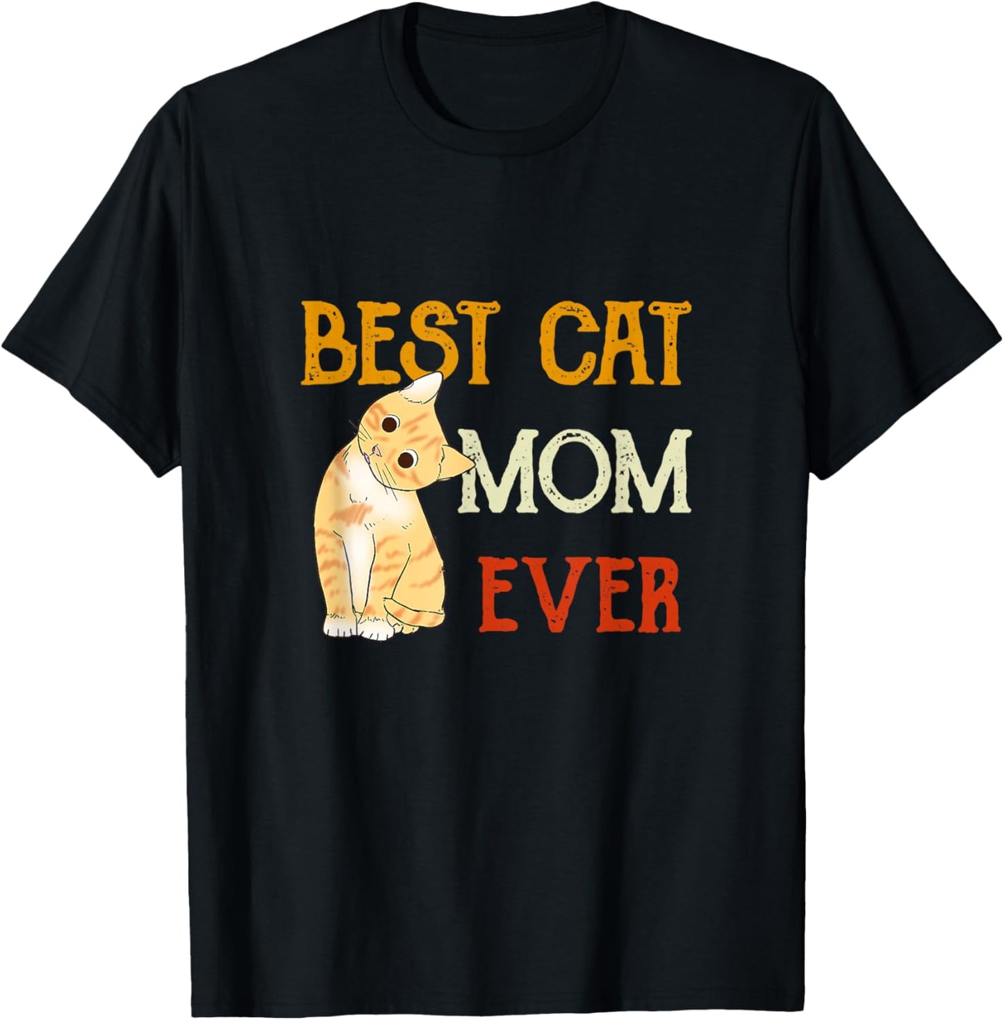 Vintage cat Best cat mom Ever Meow with My cat Funny Kitty T-Shirt - T-Shirt | Black