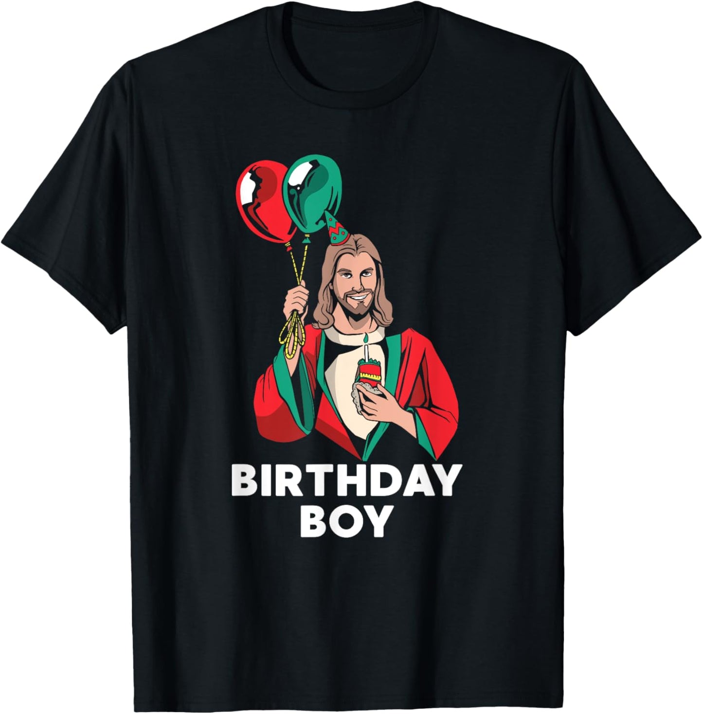 Birthday Boy Jesus Christ Santa Hat Christmas Christian T-Shirt - T-Shirt | Black