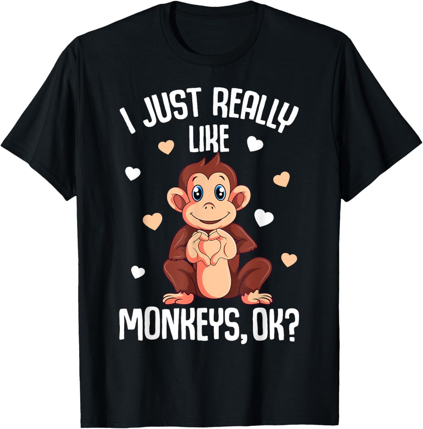 I Just Really Like Monkeys Kids Girls Women Monkey T-Shirt - T-Shirt | Black