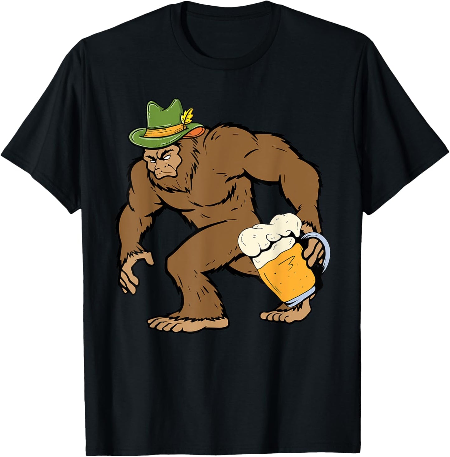 Bigfoot Oktoberfest Funny Sasquatch German Festival T-Shirt - T-Shirt | Black