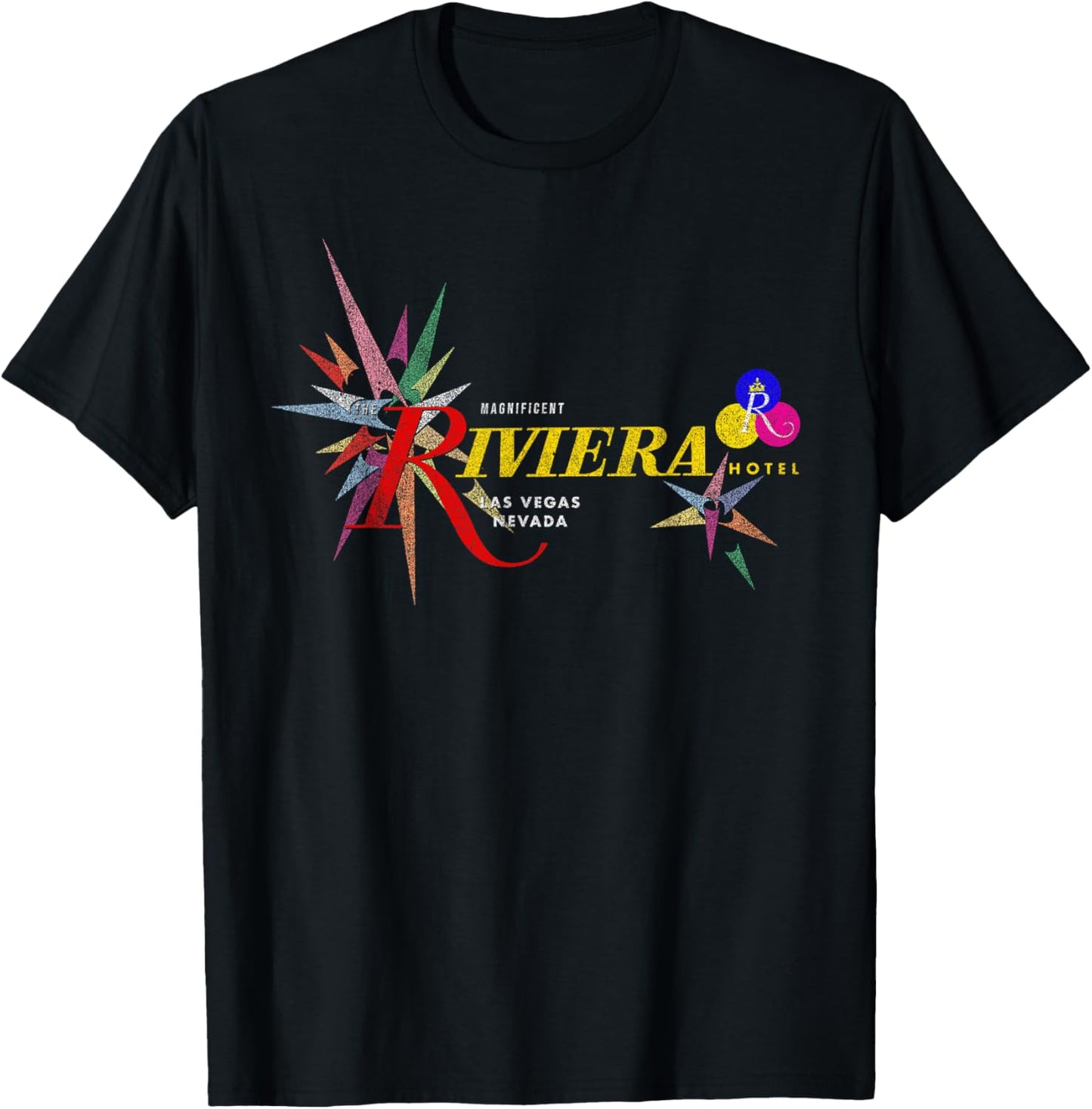 Studio PM71 Vintage Riviera Casino Las Vegas , Men's Black Short Sleeve Classic Fit , Small T-Shirt - T-Shirt | Black