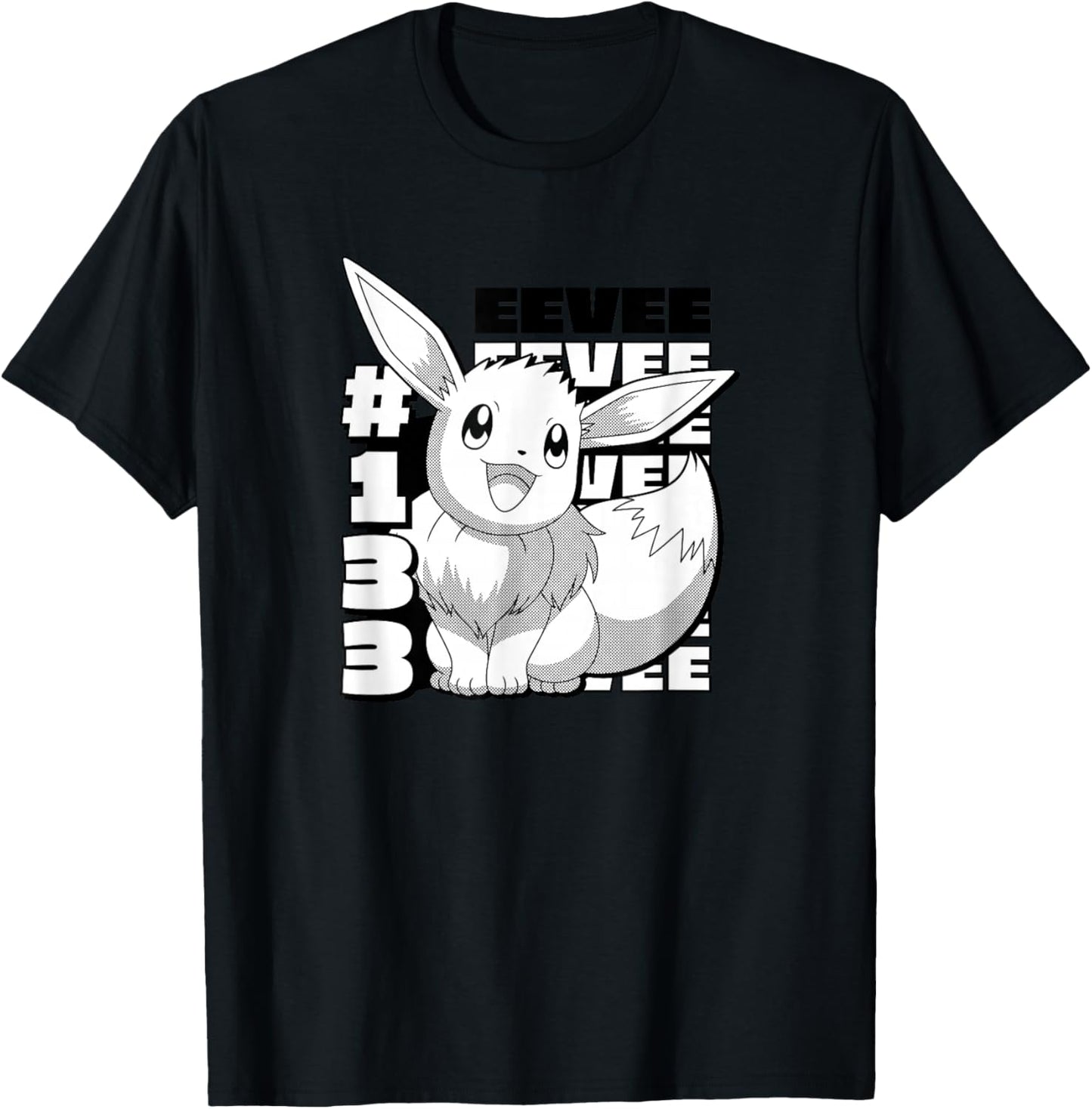 Pokemon Eevee Panel , Boys, -Adults, -Kids, Grey, S, Short Sleeve T-Shirt - T-Shirt | Black