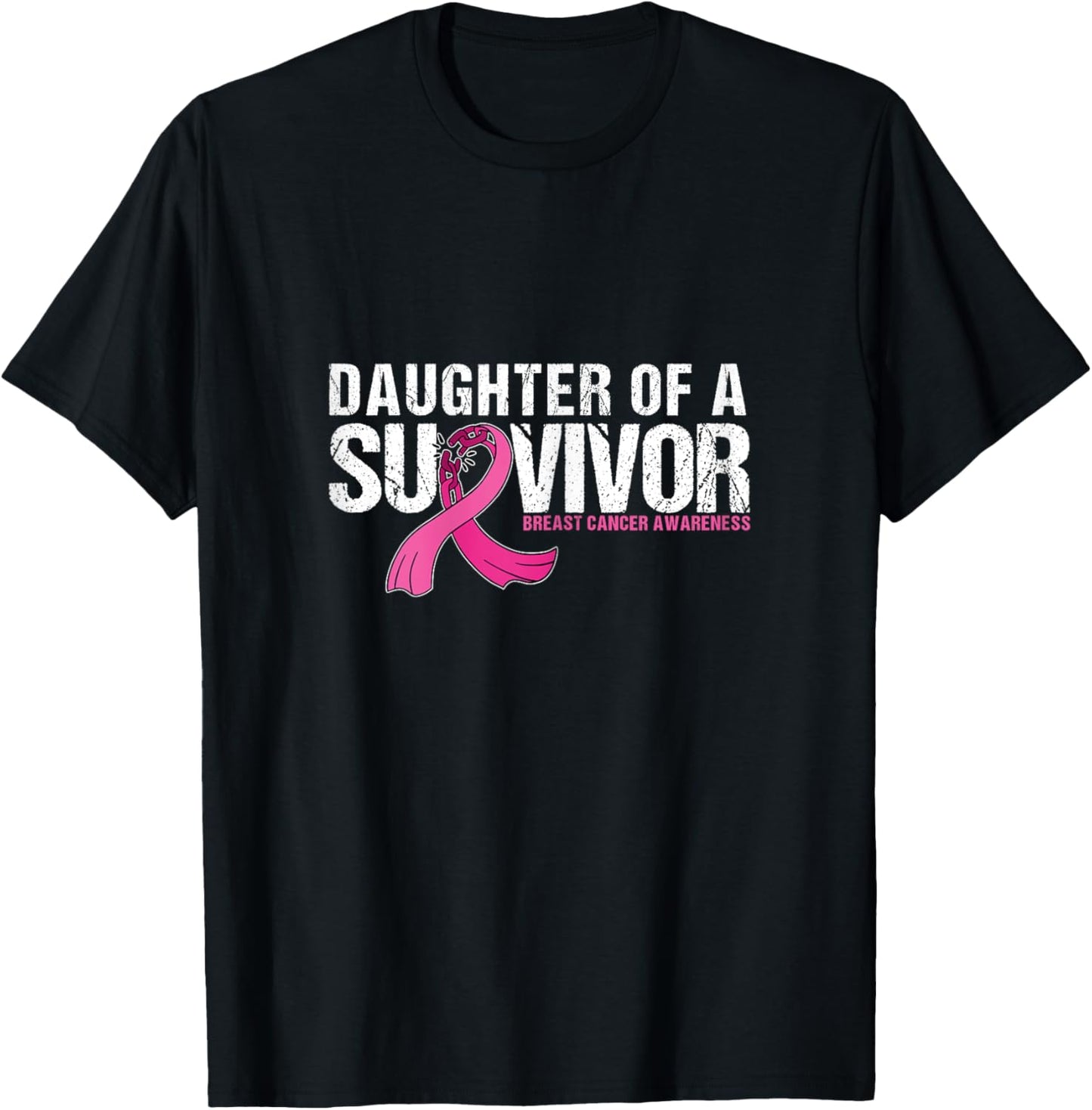 Daughter of a Survivor Breast Cancer Awareness Support Mom T-Shirt - T-Shirt | Black