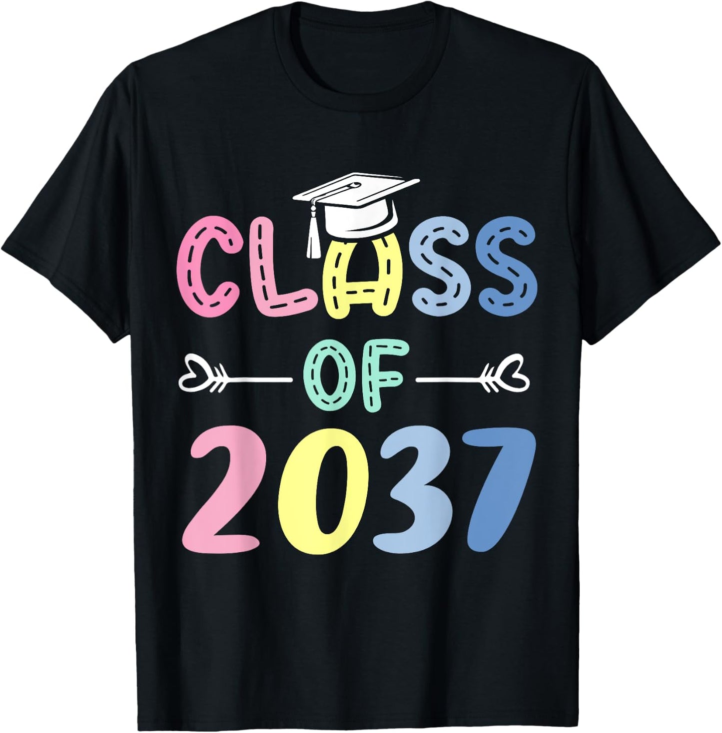 Class of 2037 Grow With Me From Kindergarten To Graduation T-Shirt - T-Shirt | Black