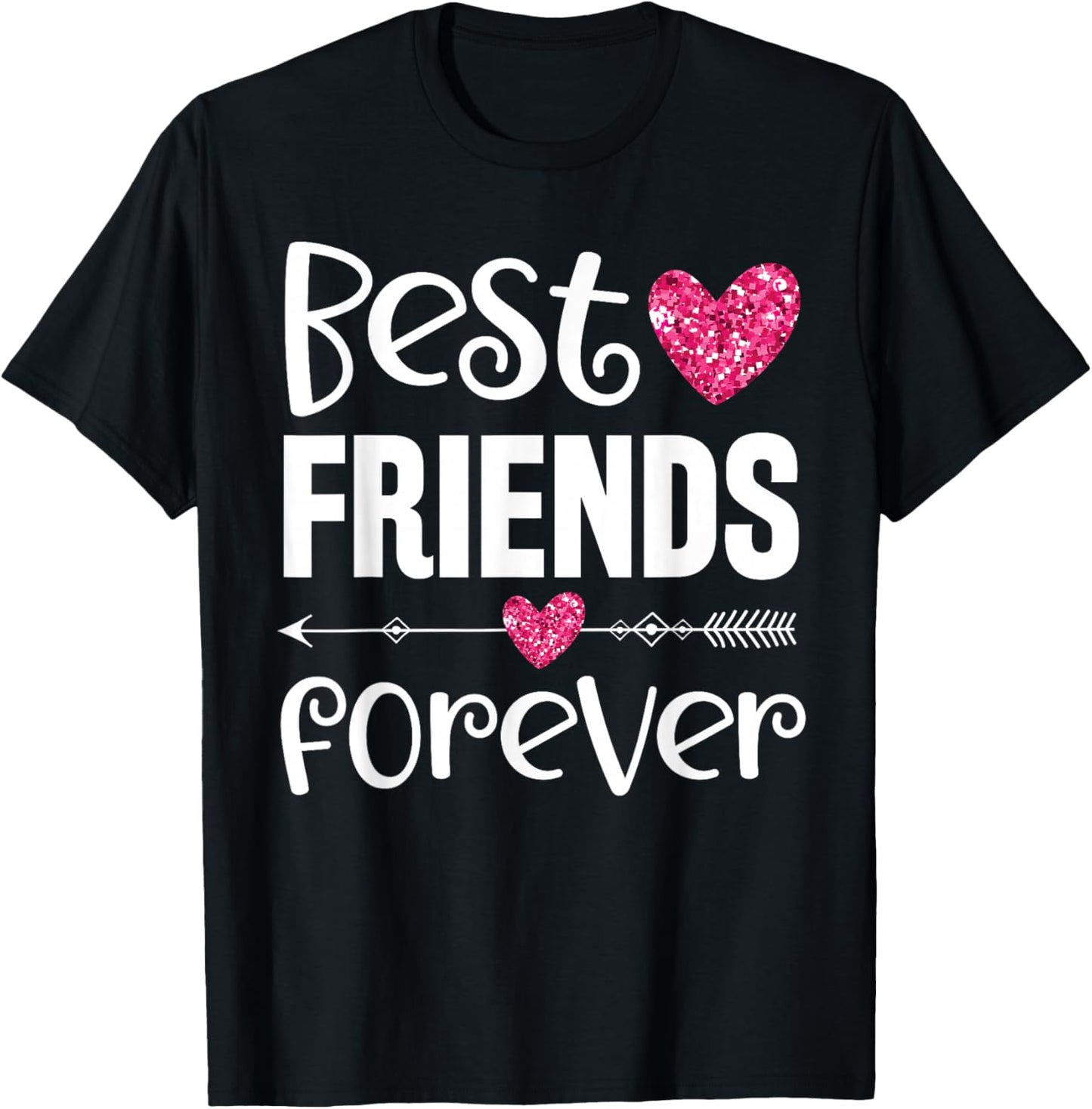 Best friends forever pink heart T-Shirt - T-Shirt | Black