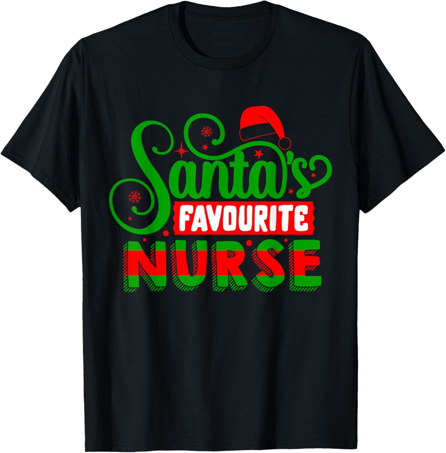 Santas Favourite Nurse | Xmas Christmas T-Shirt - T-Shirt | Black