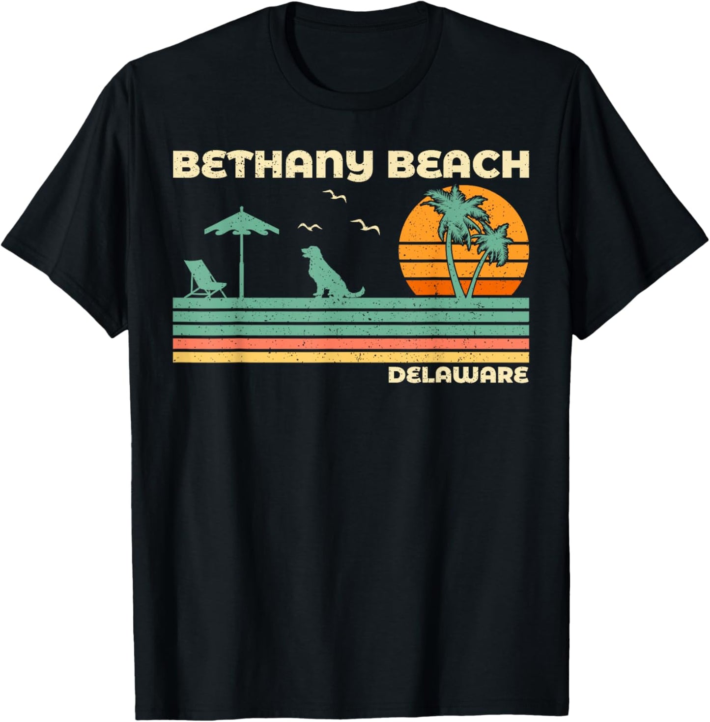 Vintage Retro Family Vacation Delaware Bethany Beach Women Girls Kids T-Shirt - T-Shirt | Black
