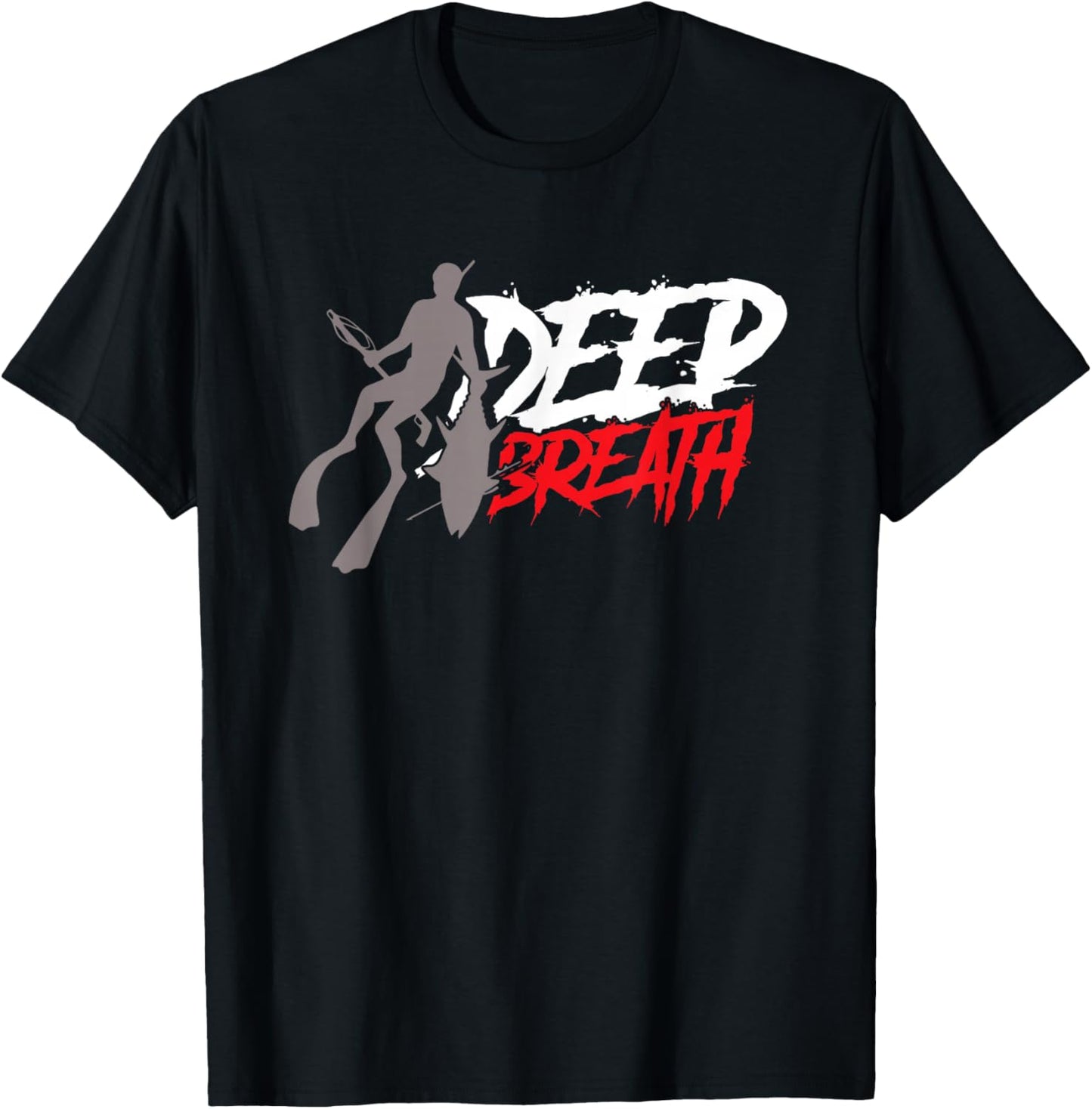 Deep Breath Spearfishing Fishing Freediving Fish Spearfisher T-Shirt - T-Shirt | Black