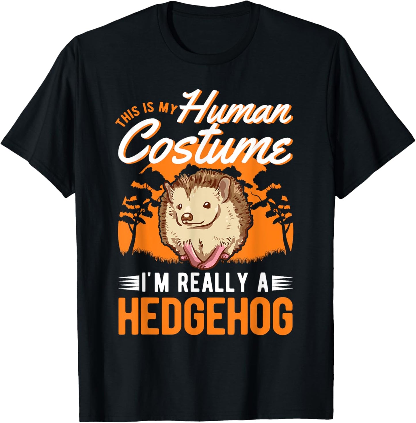 Hedgehog Human Costume Halloween Hedgehog T-Shirt - T-Shirt | Black