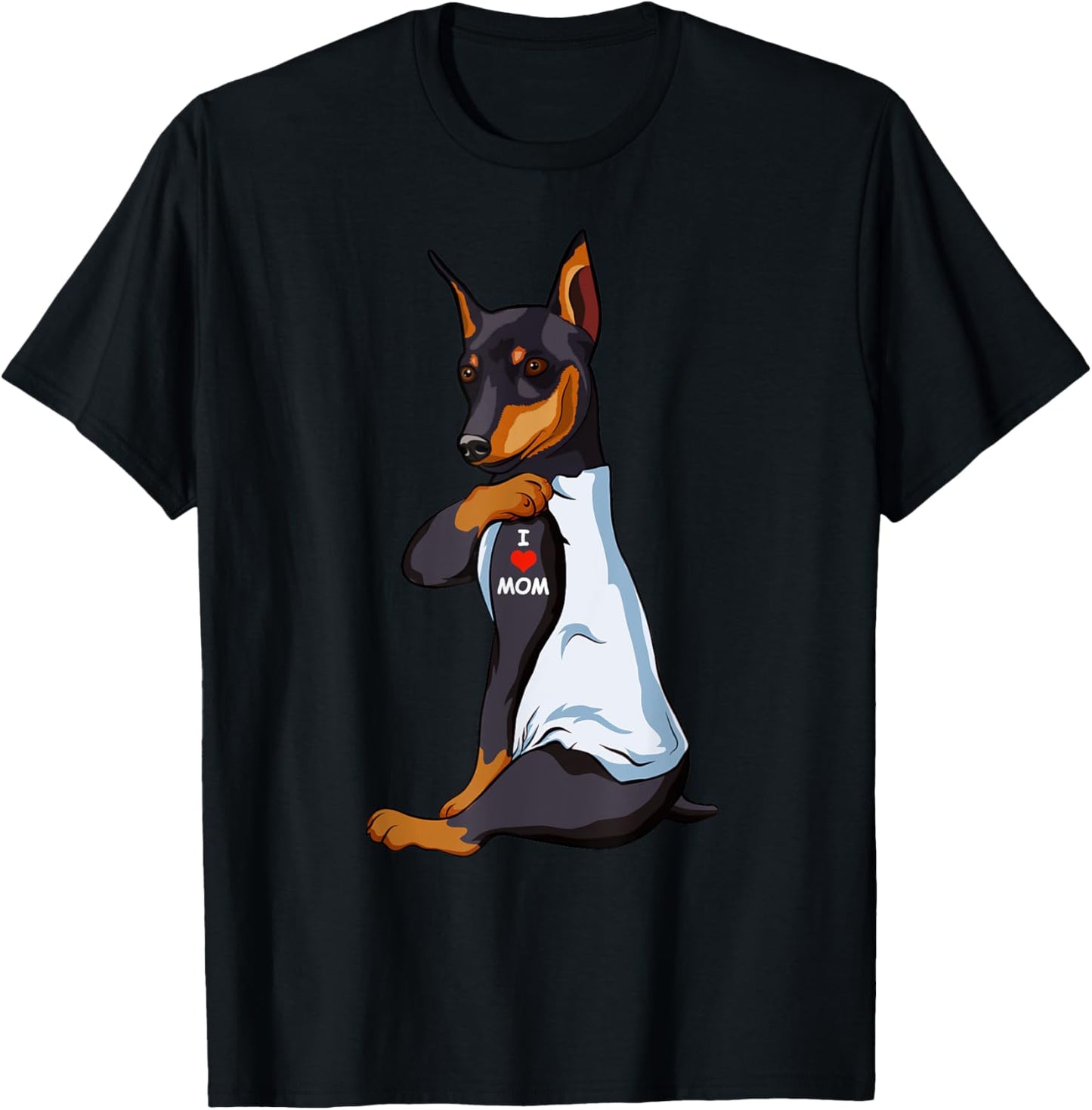 I Love Mom Tattoo Manchester Terrier Mom Dog Lover Women T-Shirt - T-Shirt | Black