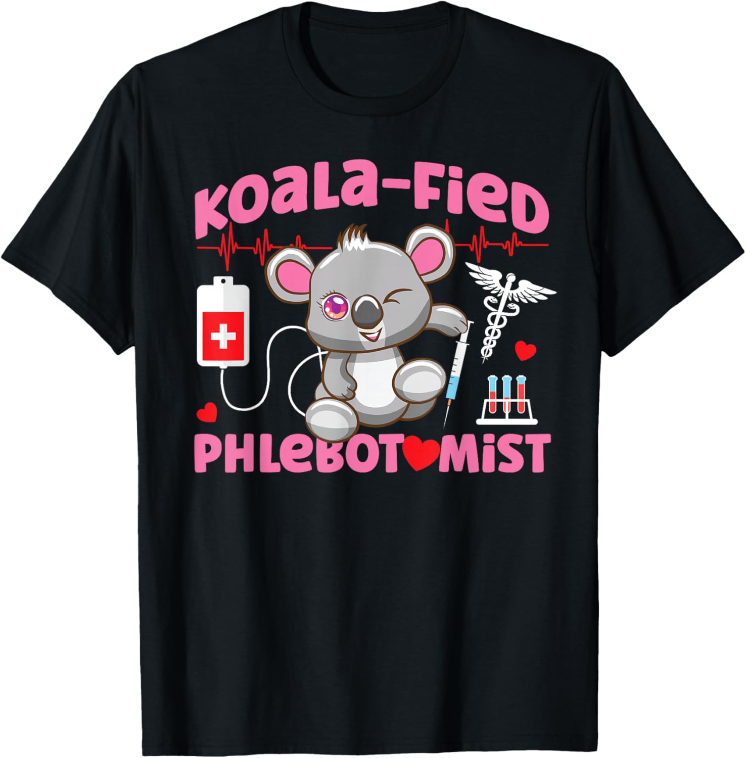 Phlebotomist Tech Technician Koala T-Shirt - T-Shirt | Black