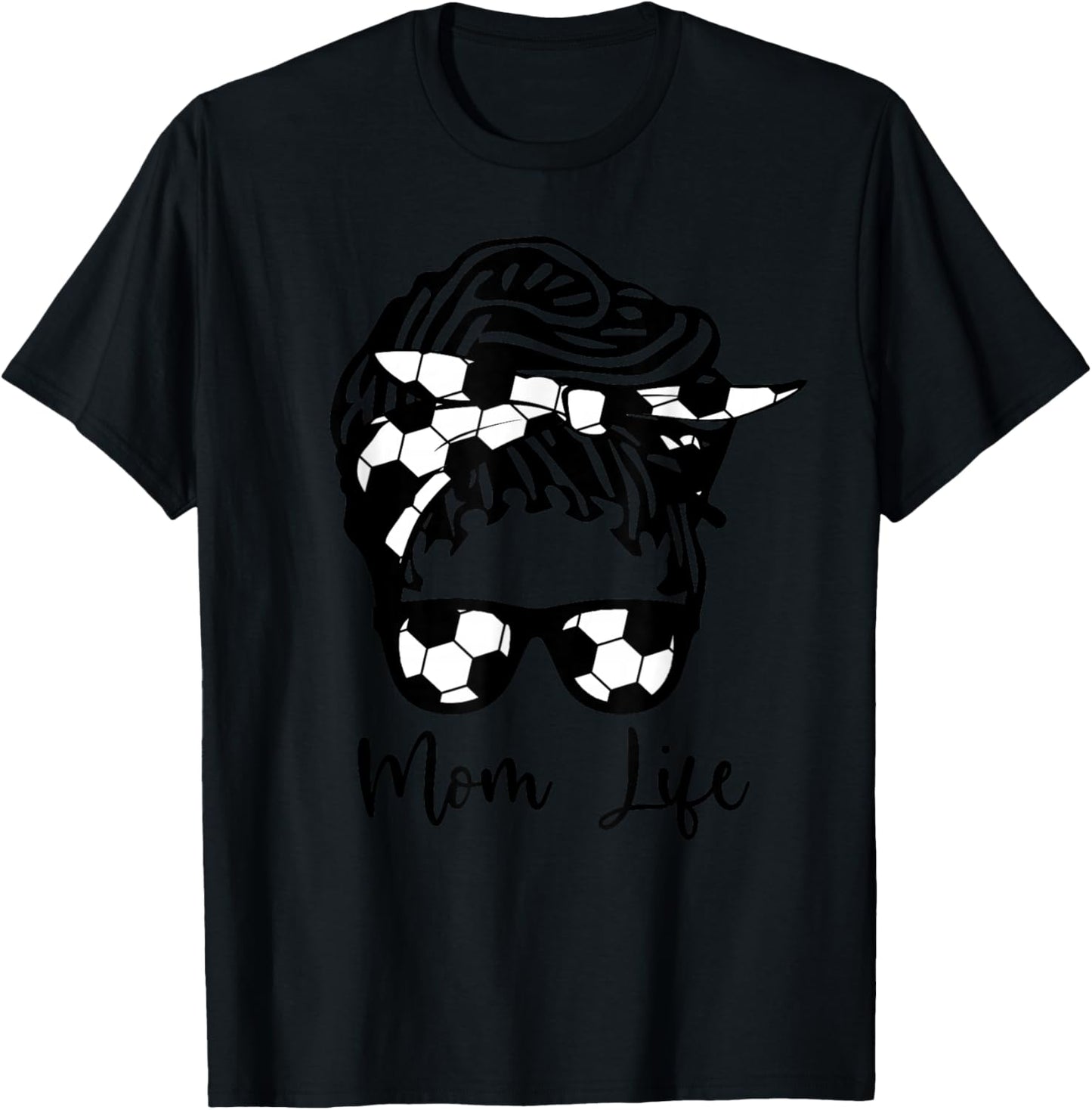 Soccer Mom African American Mom Life Messy Bun Locs Hair T-Shirt - T-Shirt | Black