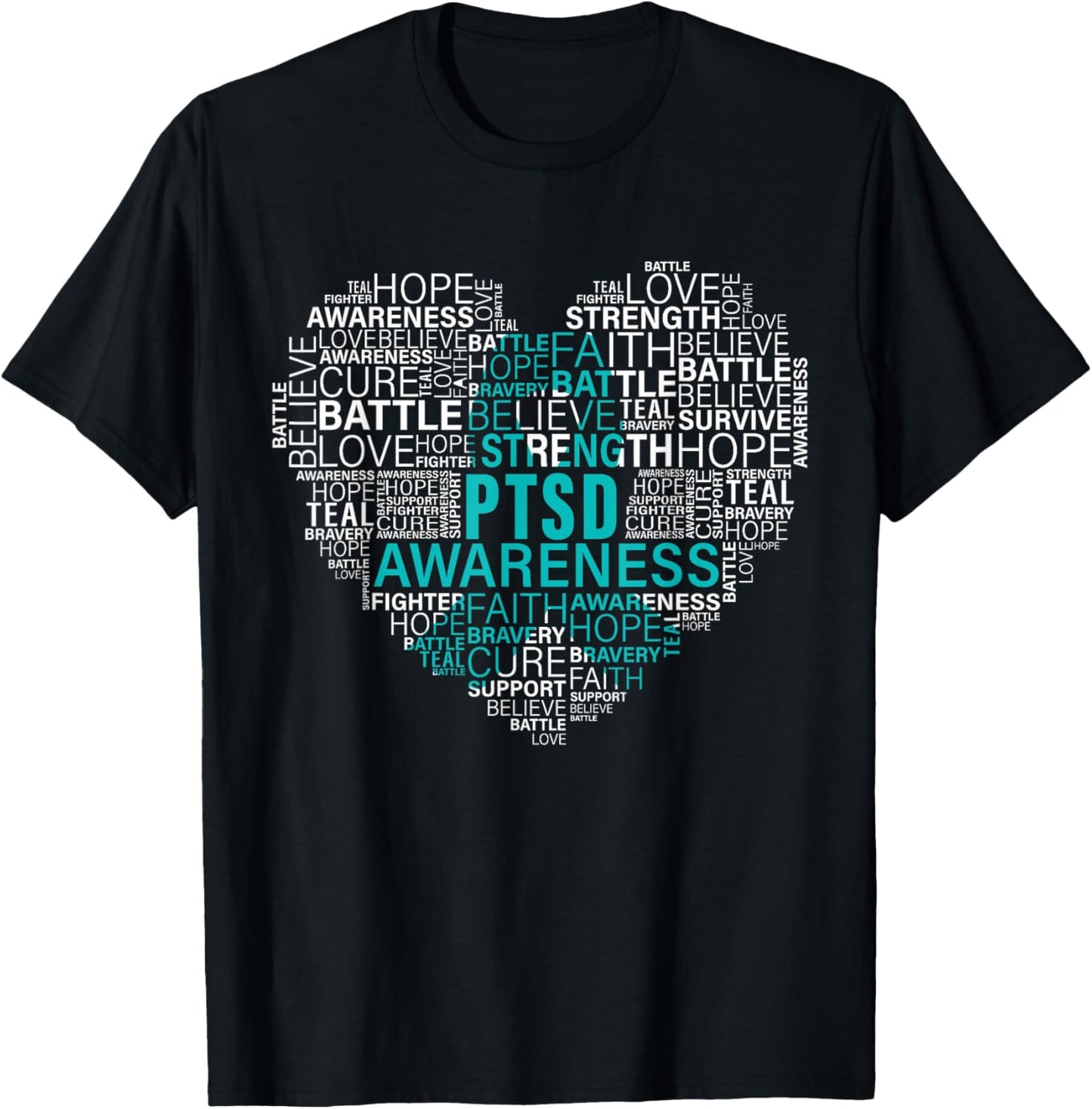 PTSD Awareness Fightining Hope Support Strong Warrior T-Shirt - T-Shirt | Black