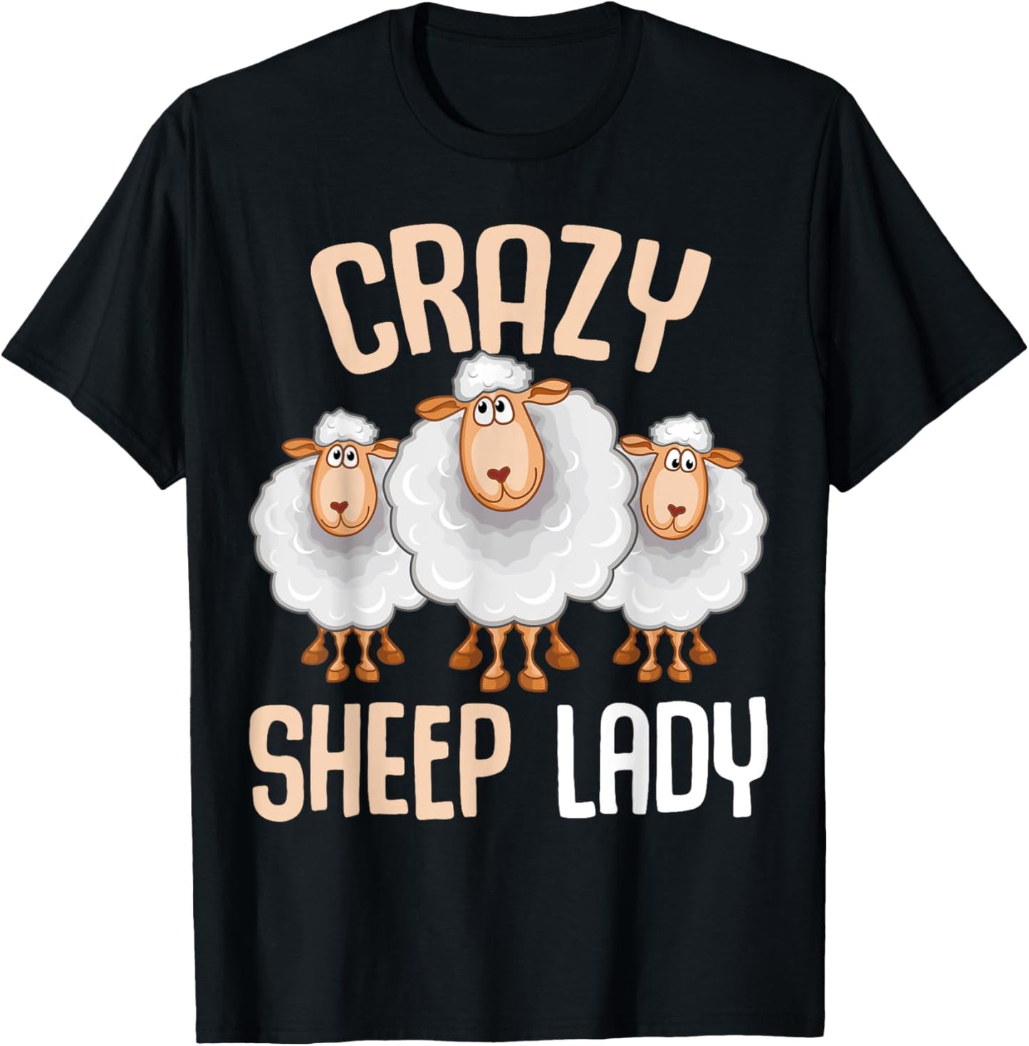 Crazy Sheep Lady Farmers Sheep Lover Women T-Shirt - T-Shirt | Black