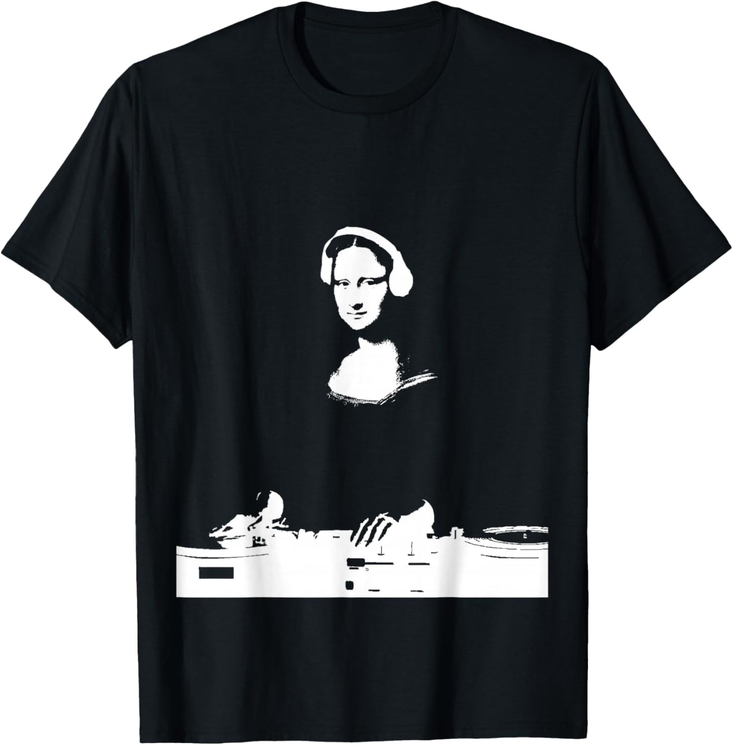Mona Lisa DJ Art - Funny EDM Techno Rave Music T-Shirt - T-Shirt | Black