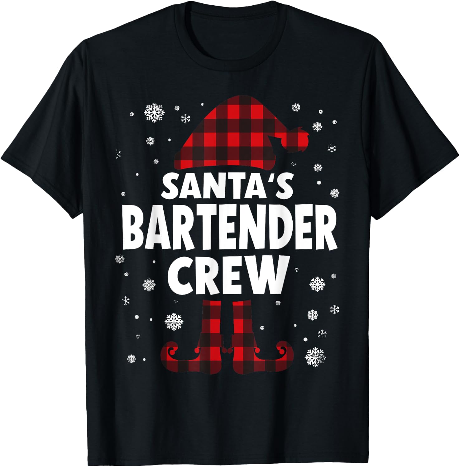Santa's Bartender Crew Christmas T-Shirt - T-Shirt | Black