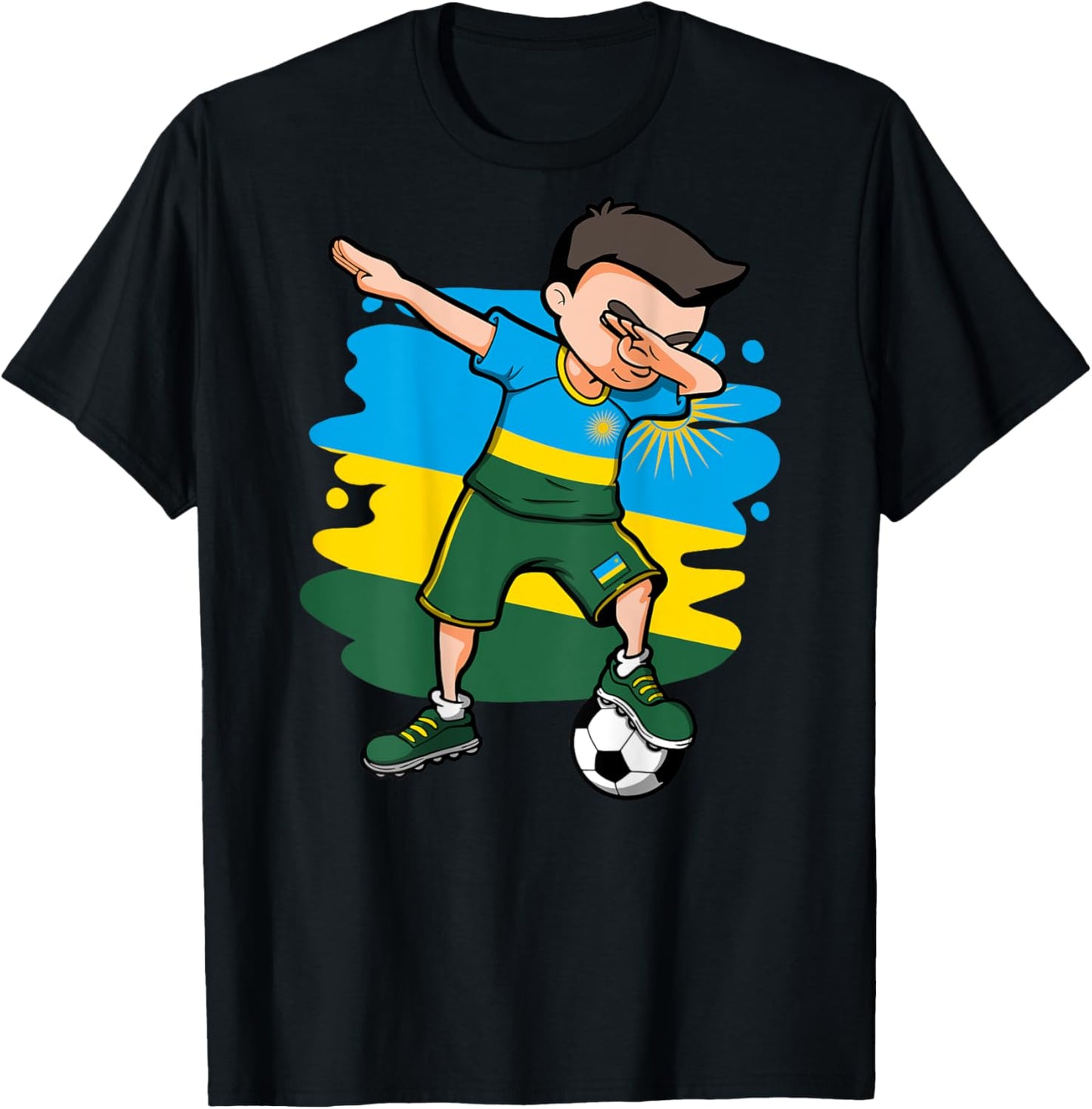 Dabbing Soccer Boy - Rwanda Jersey Rwandan Football Lovers T-Shirt - T-Shirt | Black