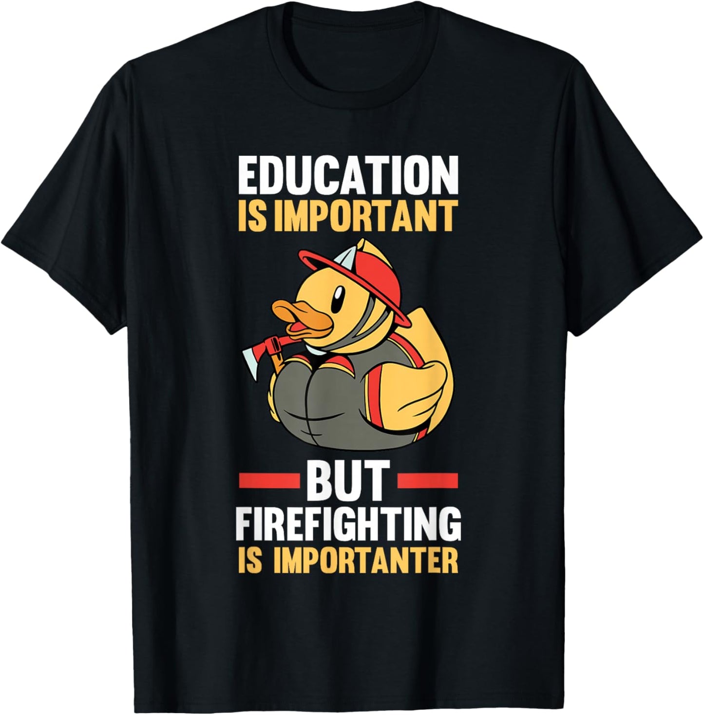Rubber Duck Fireman Firefighter T-Shirt - T-Shirt | Black