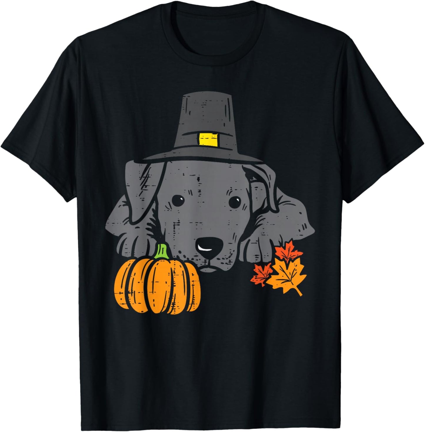 Pitbull Pumpkin Leaf Thanksgiving Halloween Fall Pittie Dog T-Shirt - T-Shirt | Black