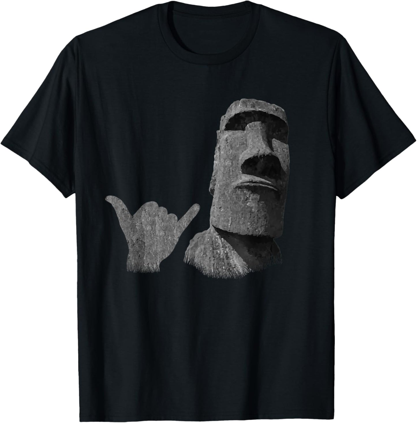 Funny Easter Island Rapa NUI Moai Statue Surfer Shaka Sign T-Shirt - T-Shirt | Black