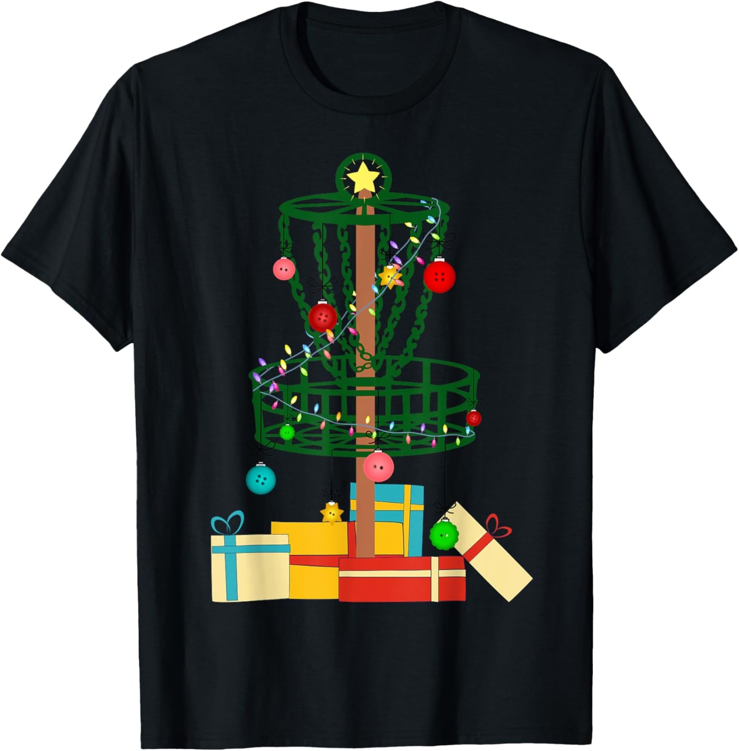 Disc Golf Christmas Tree T-Shirt - T-Shirt | Black