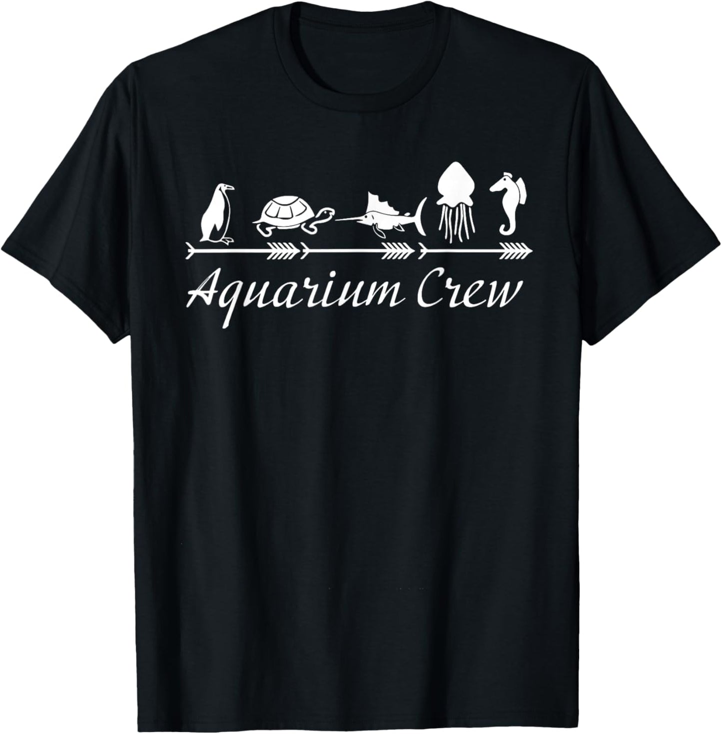 Aquarium Crew Fish Beach Lover Turtle Penguin T-Shirt - T-Shirt | Black