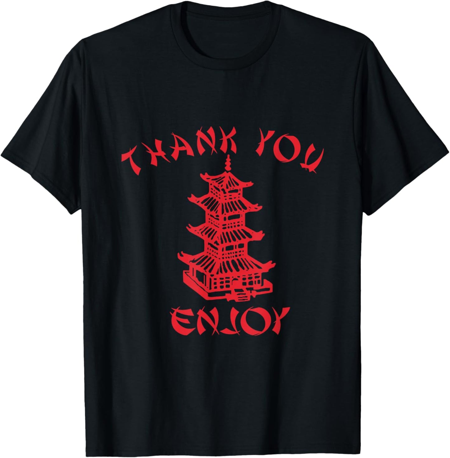 Chinese Takeaway Food Thank You Enjoy Funny Asian Small T-Shirt - T-Shirt | Black