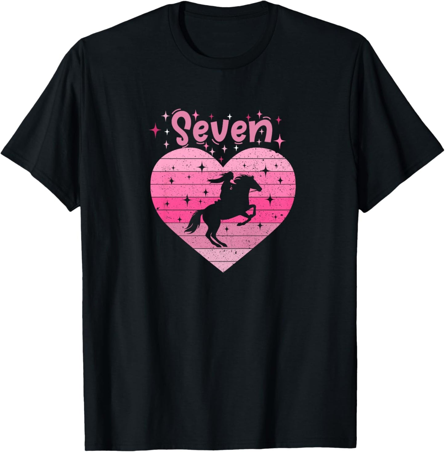 Kids Girl I Am 7 Years age Horse Riding seventh 7th Birthday T-Shirt - T-Shirt | Black
