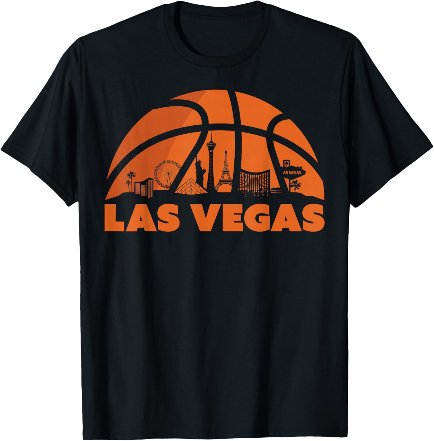 Las Vegas City Skyline Nevada Basketball Fan Jersey T-Shirt - T-Shirt | Black