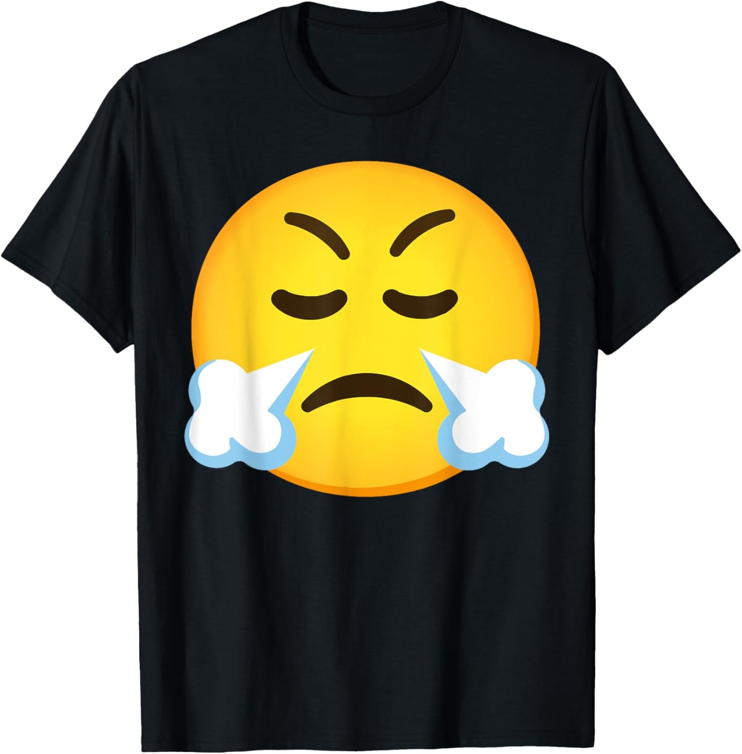 Emoticon Face with Steam From Nose T-Shirt - T-Shirt | Black