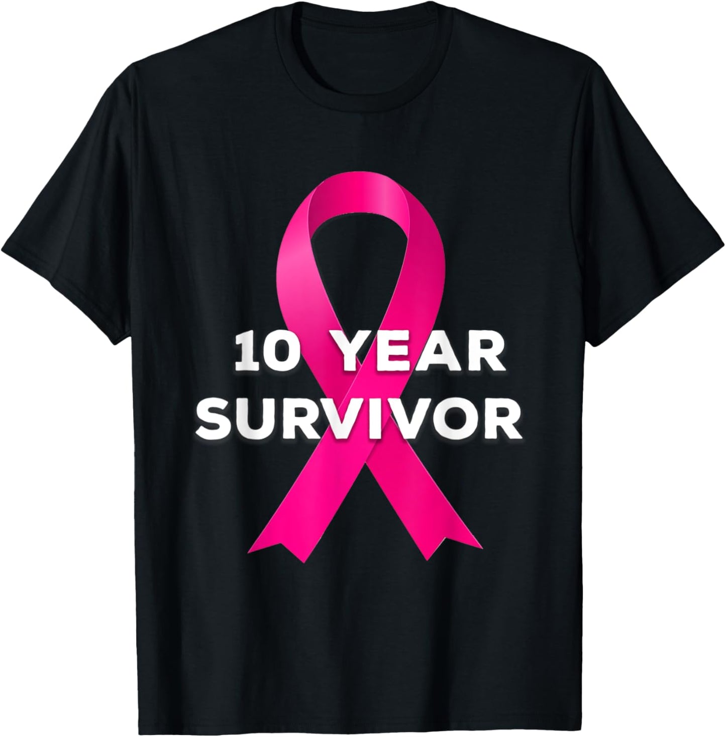 10 Years Breast Cancer Free Survivor T-Shirt - T-Shirt | Black