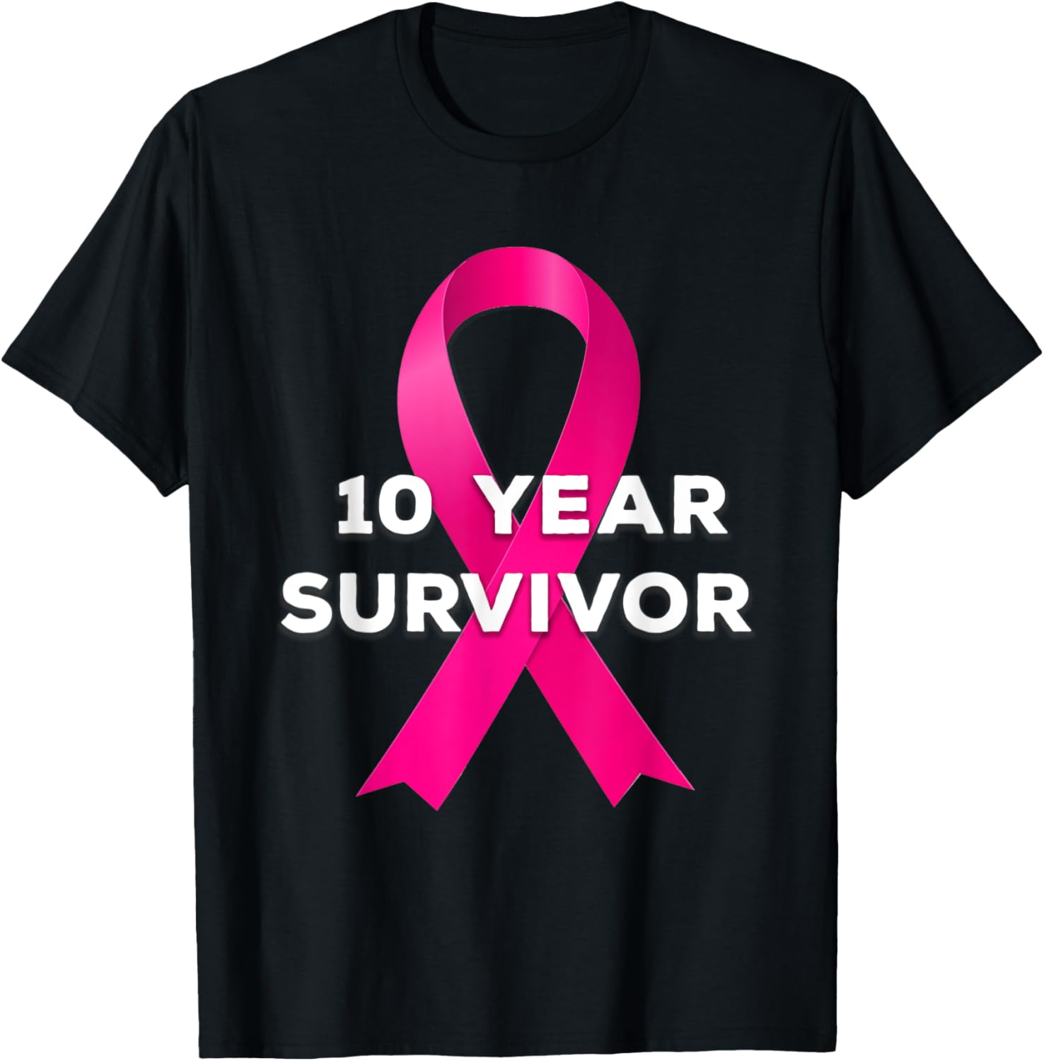 10 Years Breast Cancer Free Survivor T-Shirt - T-Shirt | Black