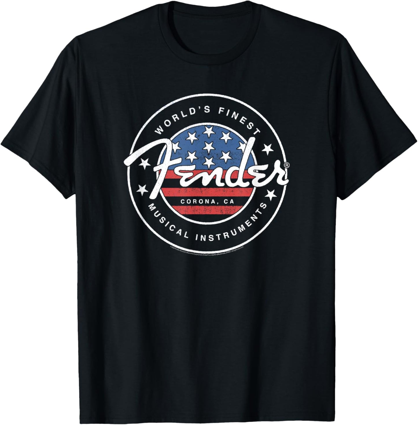 Fender American Flag Circle Stamp Logo T-Shirt - T-Shirt | Black