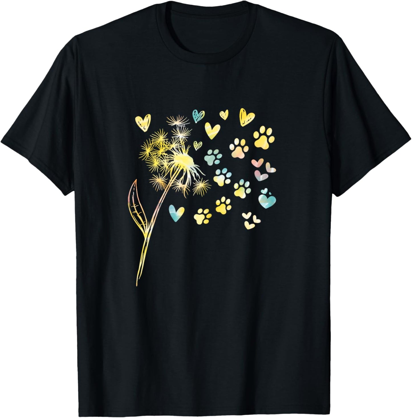 Dandelion Paw Print T-Shirt - T-Shirt | Black