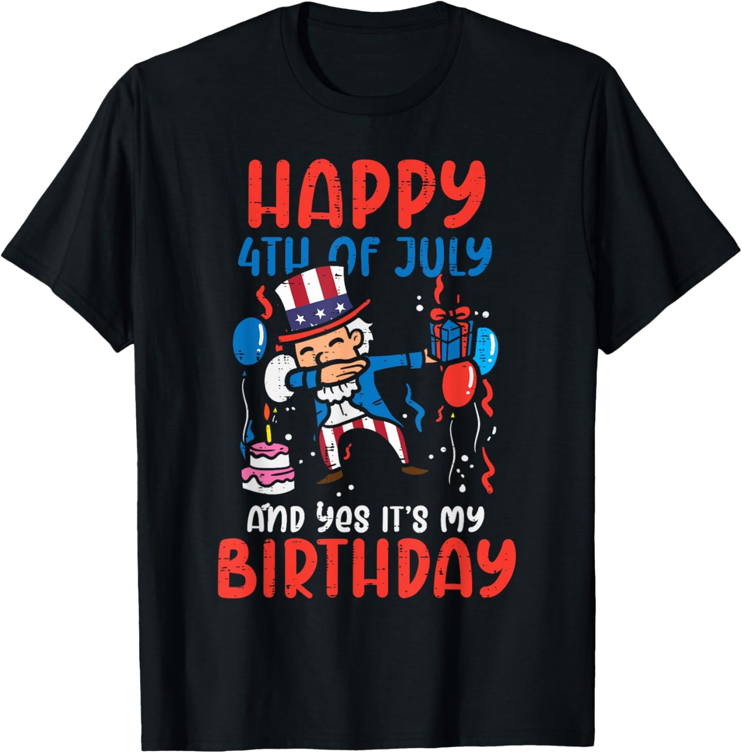 Happy 4th Of July Birthday Uncle Sam Dab Patriot Boys Kid T-Shirt - T-Shirt | Black