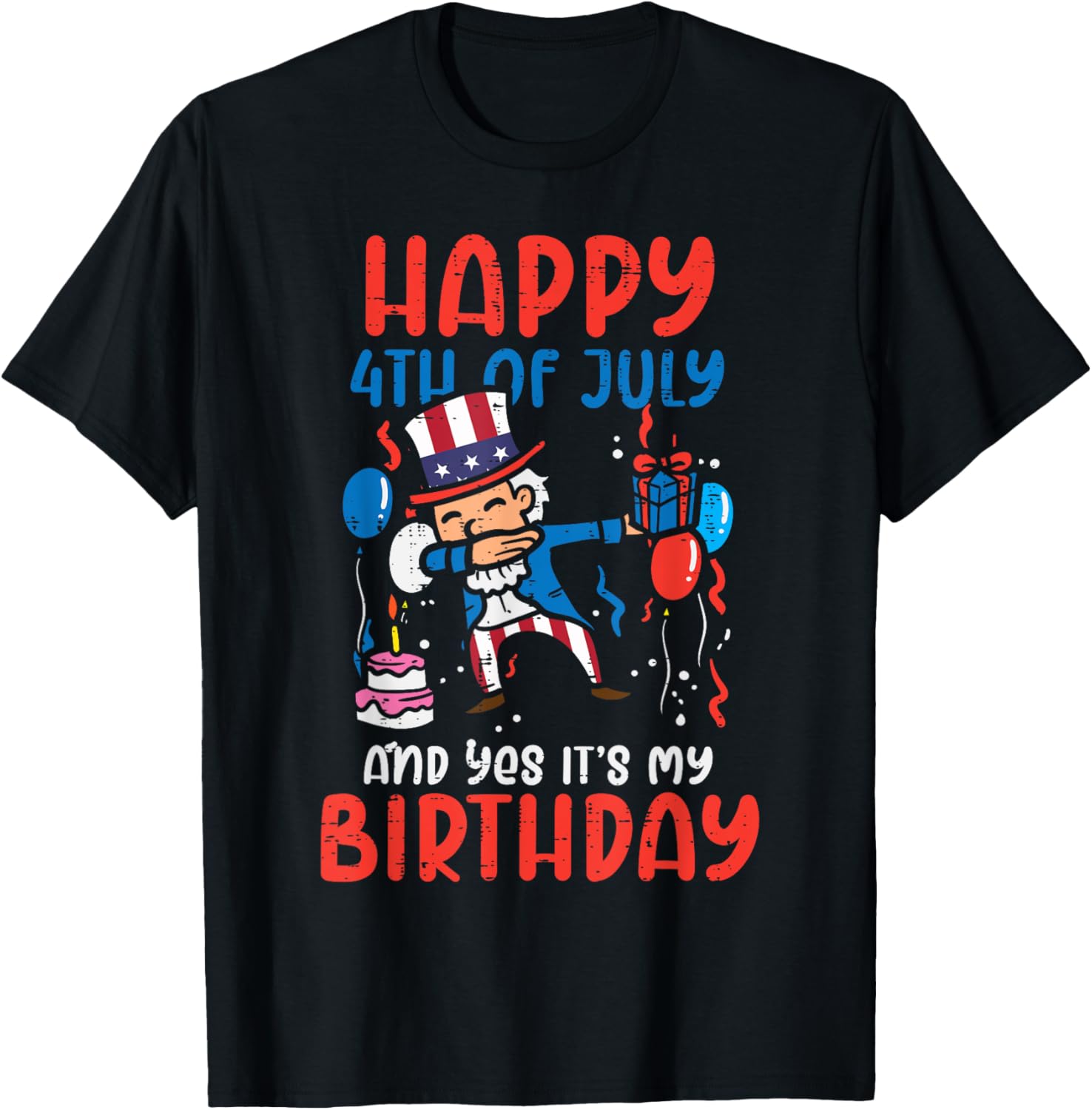 Happy 4th Of July Birthday Uncle Sam Dab Patriot Boys Kid T-Shirt - T-Shirt | Black