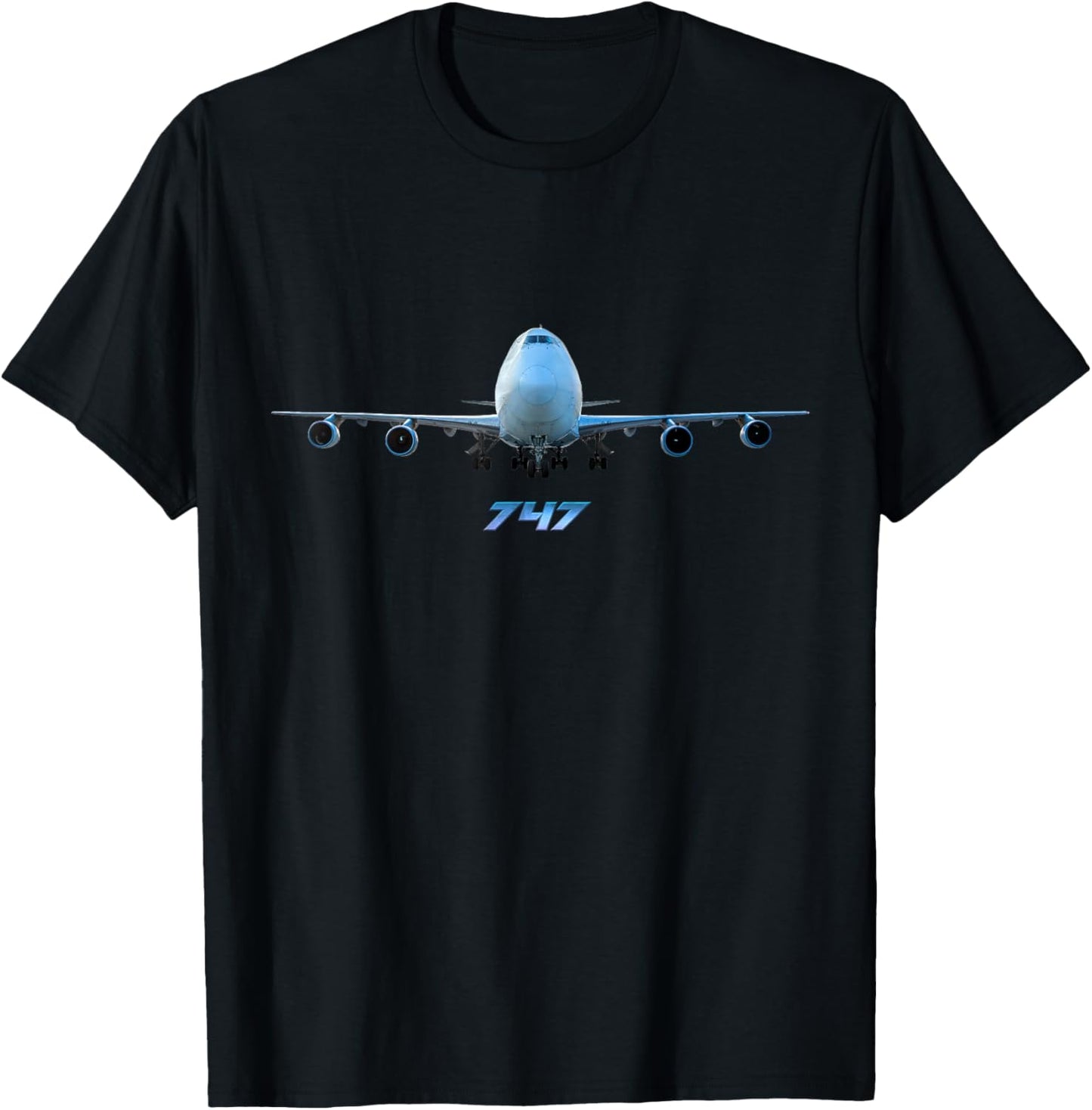 Airline Jet 747 airplane Airliner Jumbo jet on the ground T-Shirt - T-Shirt | Black