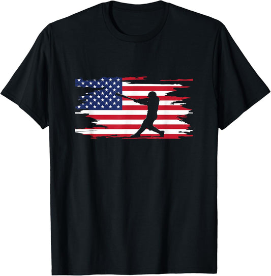 American Flag Baseball Apparel - Baseball T-Shirt - T-Shirt | Black