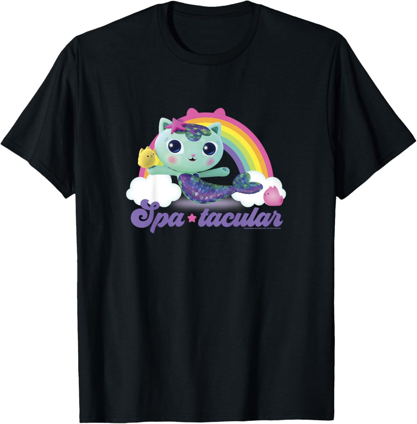 Kids Gabby's Dollhouse MerCat Spa-tacular Rainbow Youth T-Shirt - T-Shirt | Black
