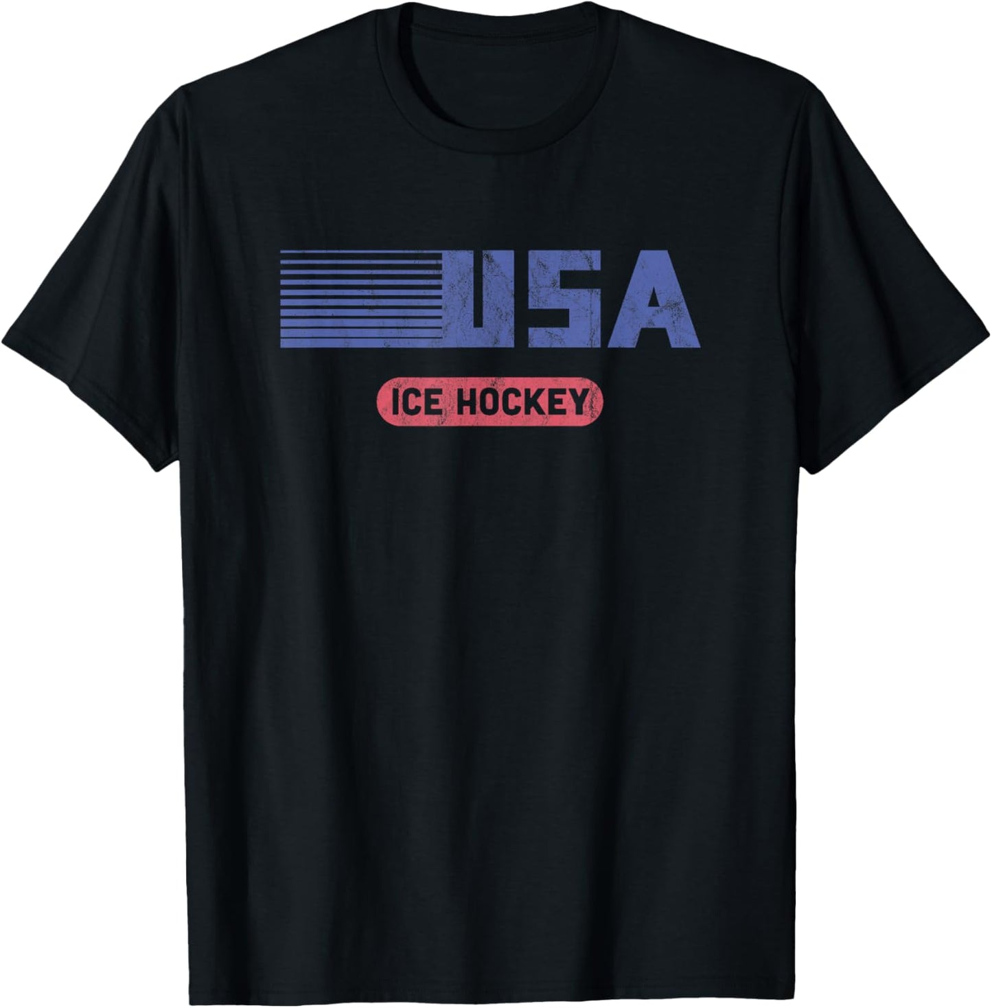 USA 2022 Team Sports Retro USA 2022 Team American Ice Hockey Vintage T-Shirt - T-Shirt | Black